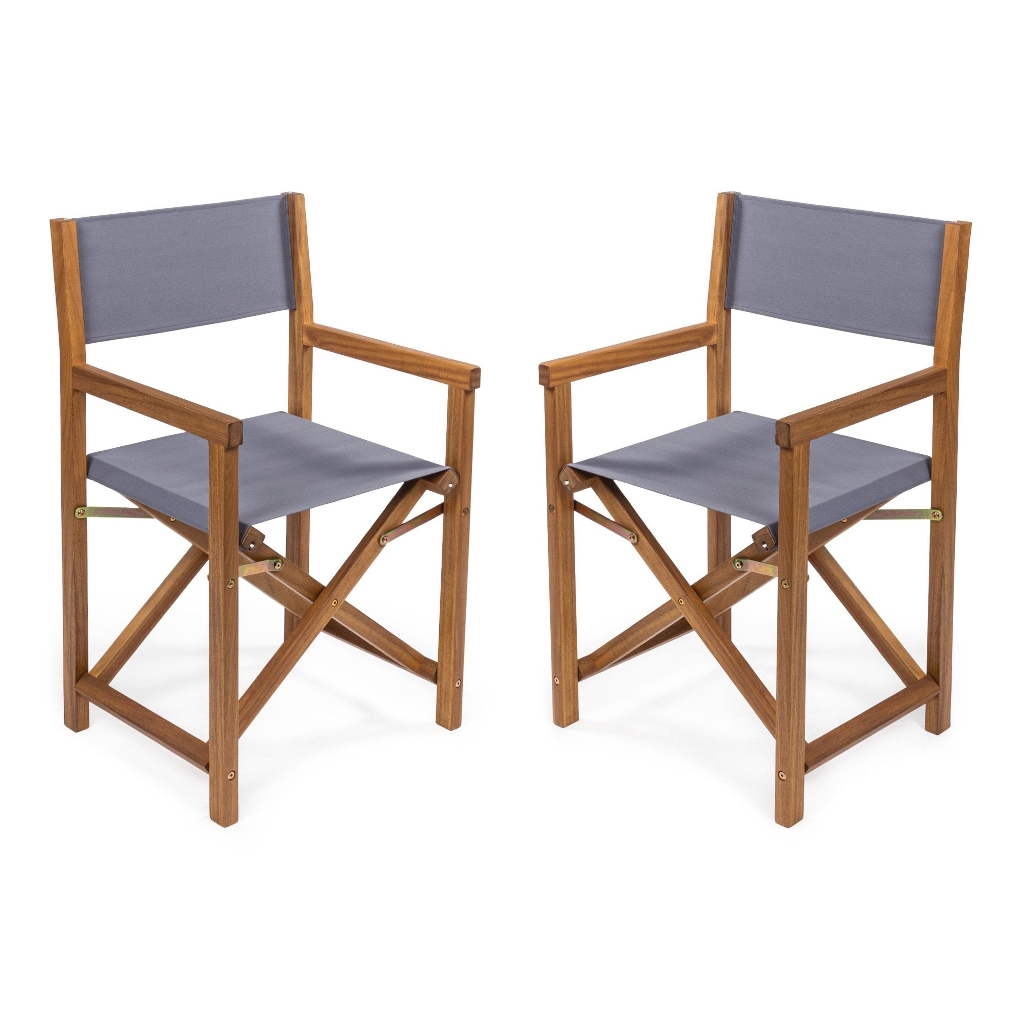 Cukor Classic Vintage Outdoor Acacia Wood Folding Director Chair with Canvas Seat, (Set of 2) - Outdoor Director Chair