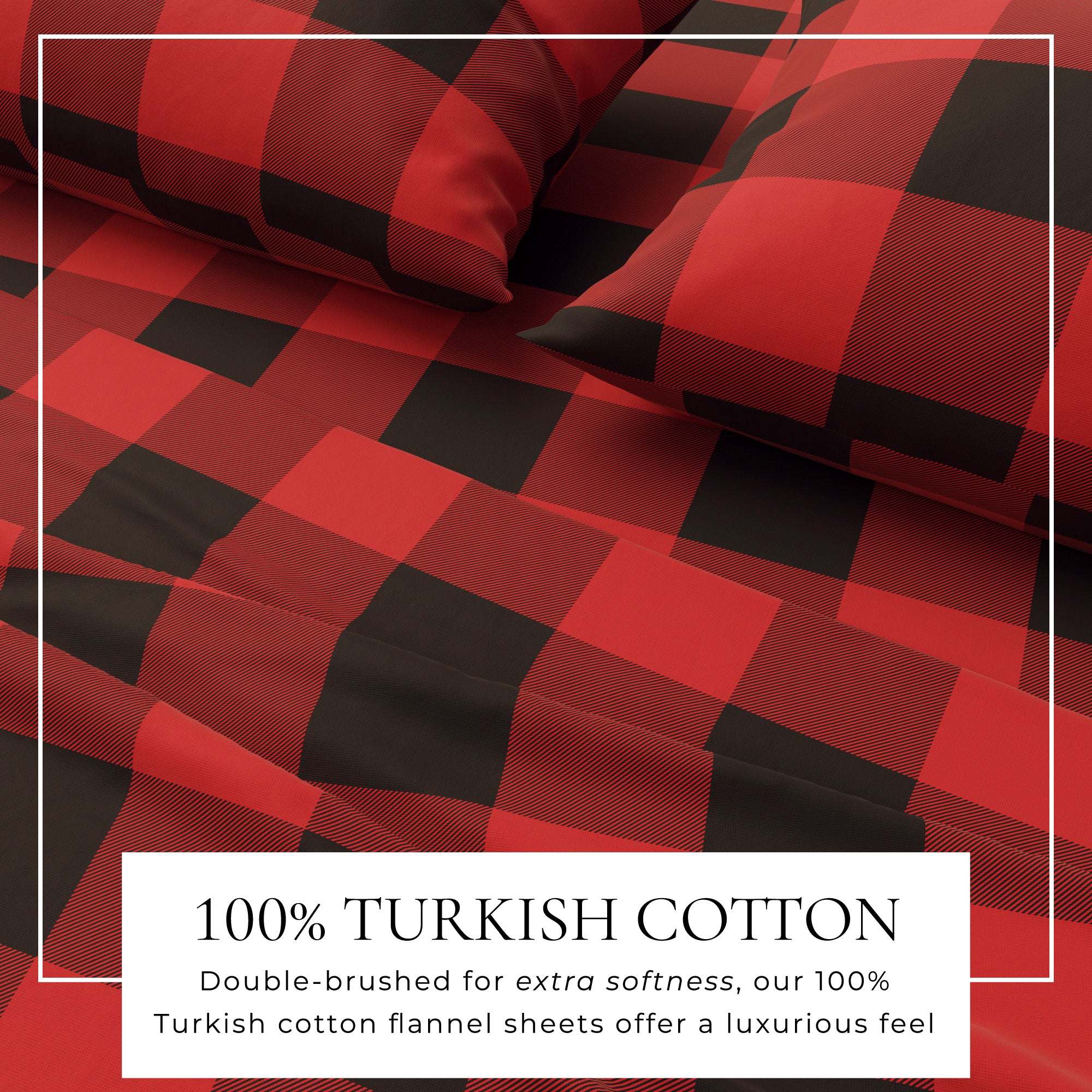 100% Turkish Cotton Plaid Flannel Sheet Sets