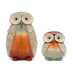 Terra-Cotta-Owl-Figurine-with-Glazed-Accents-(set-of-2)-Orange-Fall-Decor