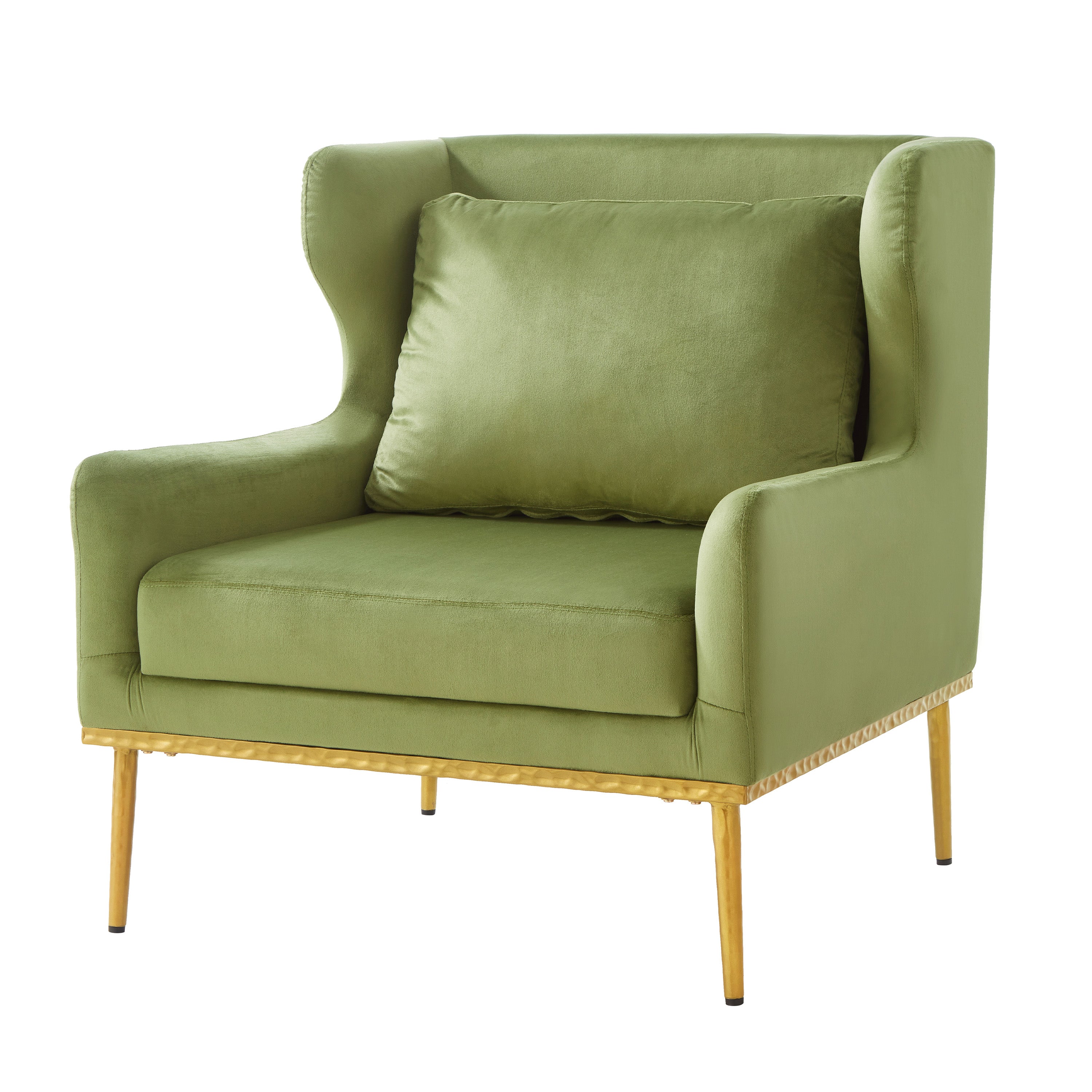 Modern Armchair Velvet Accent Chair Reading Chair Single Sofa Chair for Living Room, Bedroom, or Reading Corner, Beige