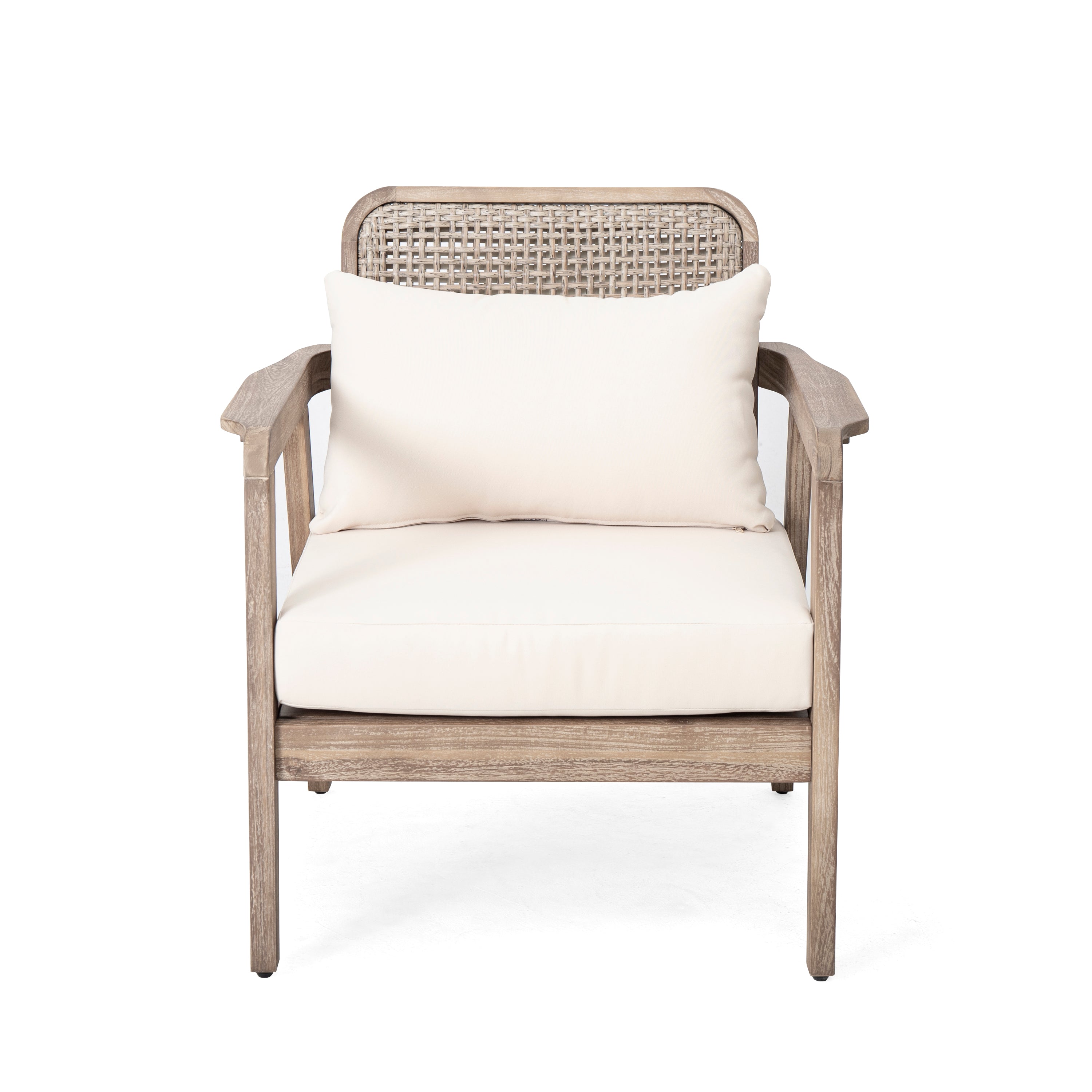 Outdoor Club Chair with Water-Repellent Cushion and Criss-cross Weaving Backrest