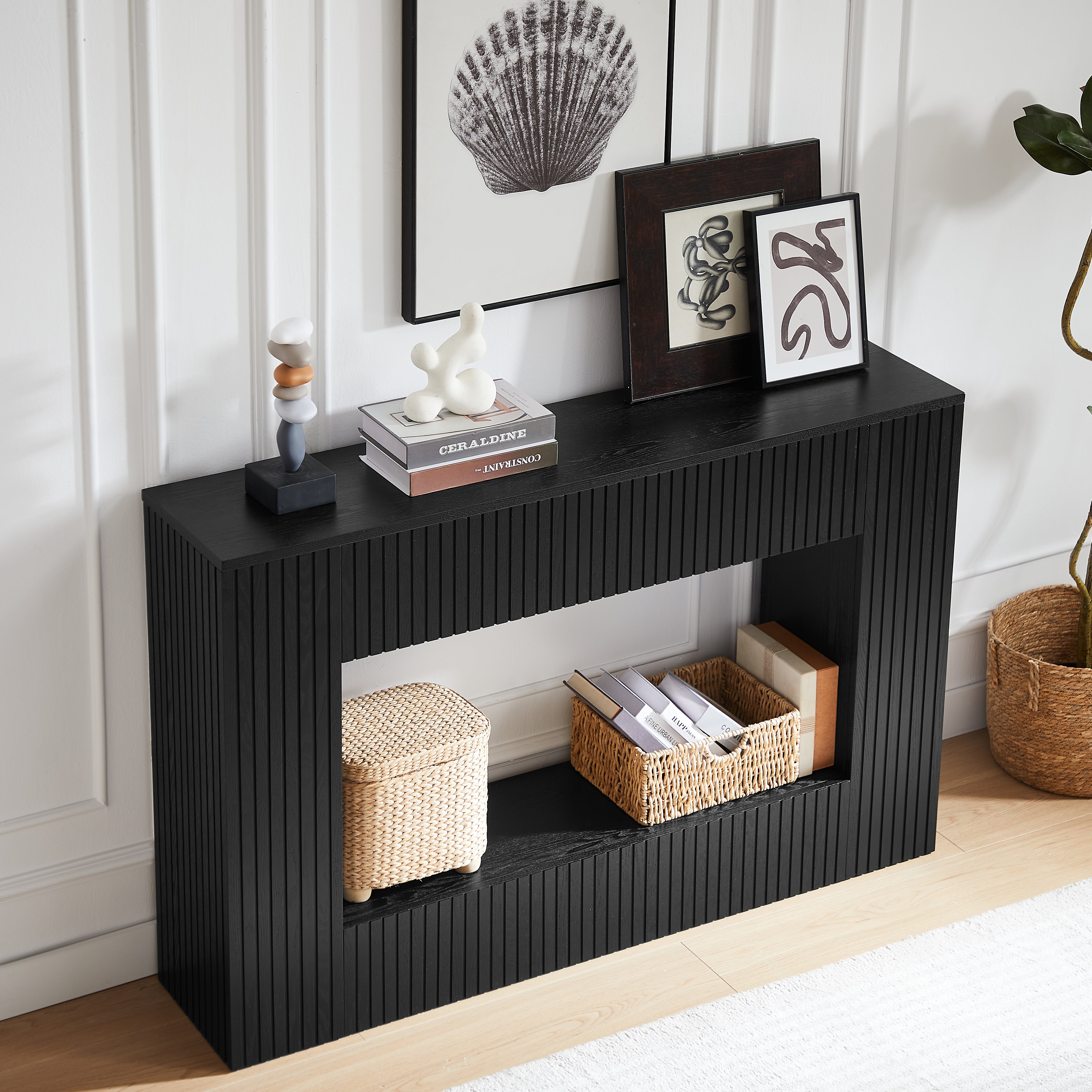 55" Modern Fluted Console Table