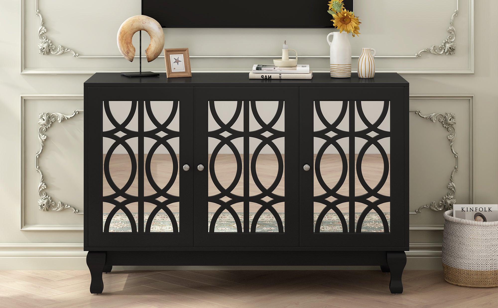 Mirrored Door Entertainment Center