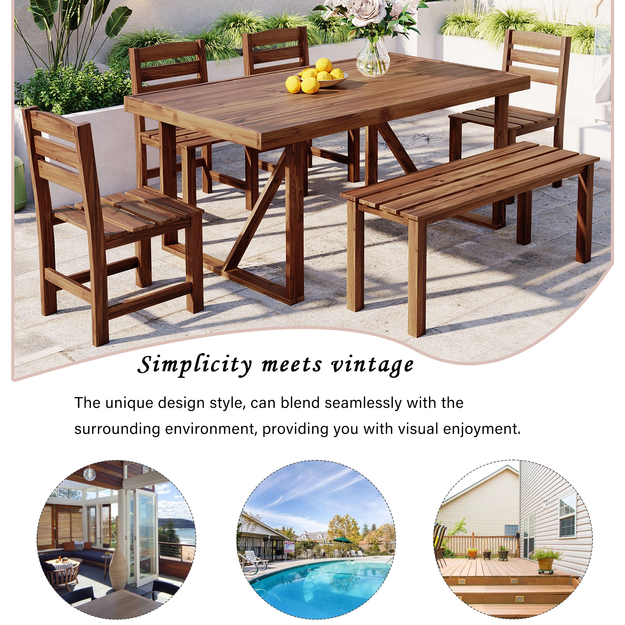 Acacia Wood Outdoor Dining Set