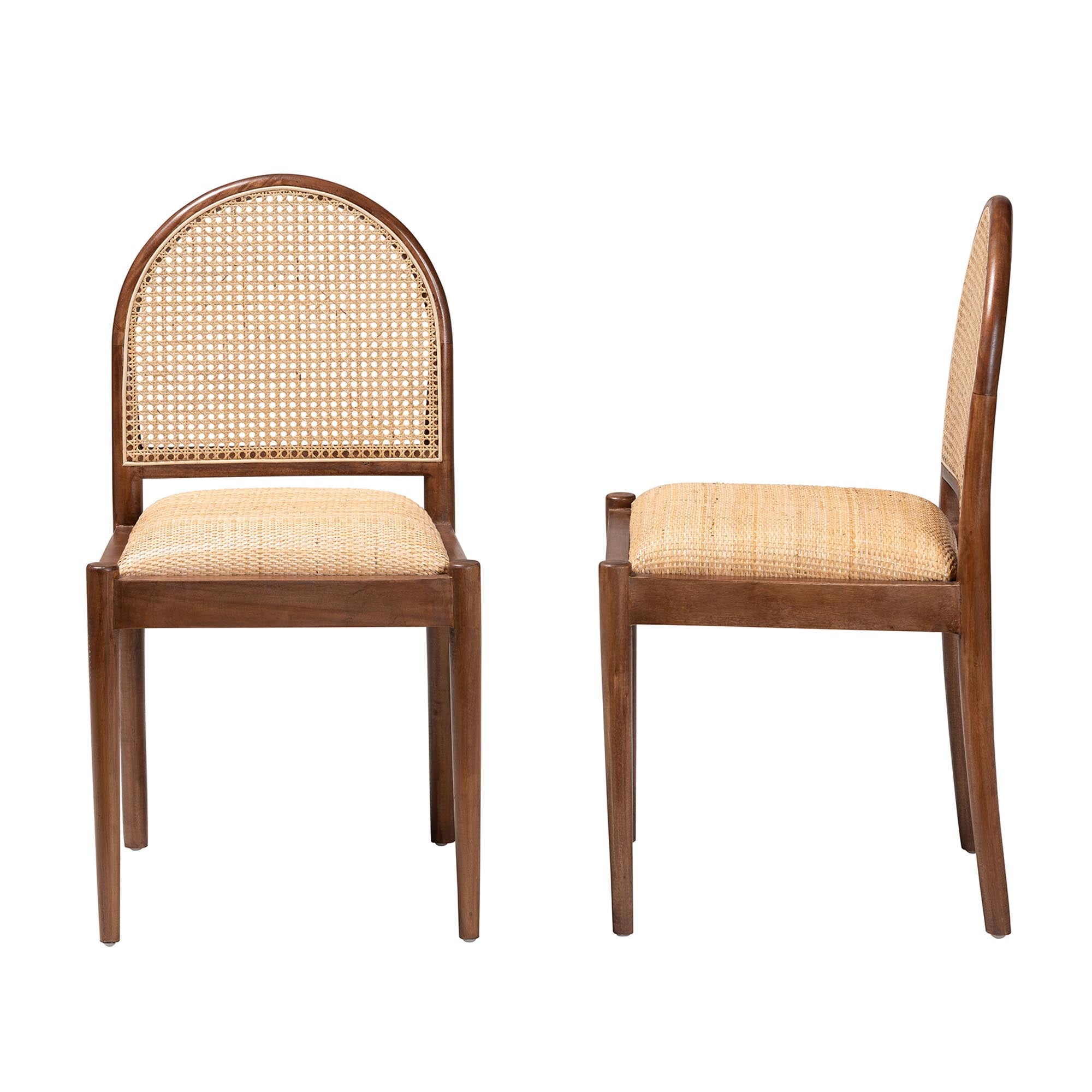 Mason Rattan and Acacia Wood 2-Piece Dining Chair Set