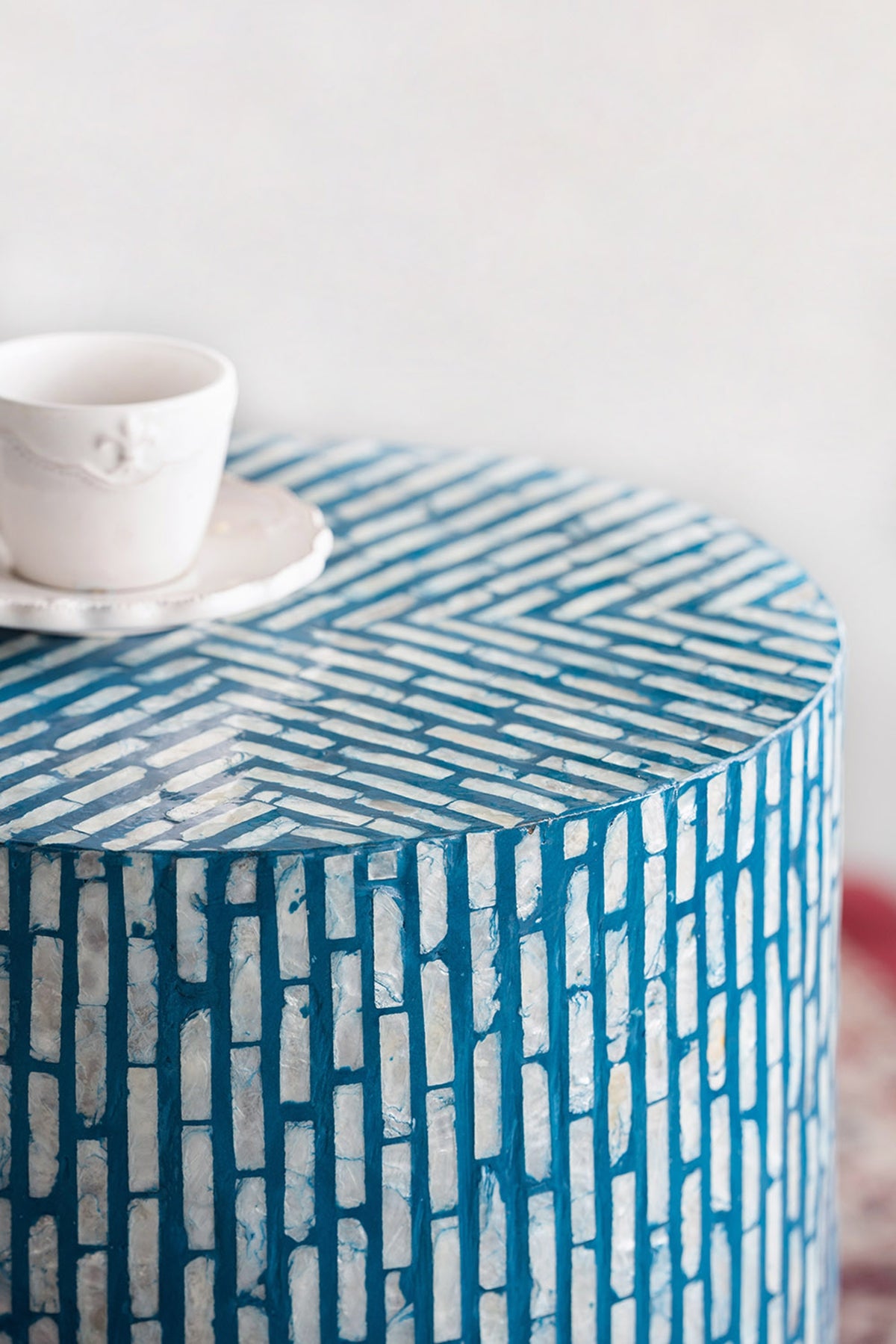Blue Capiz Accent Stool/Table