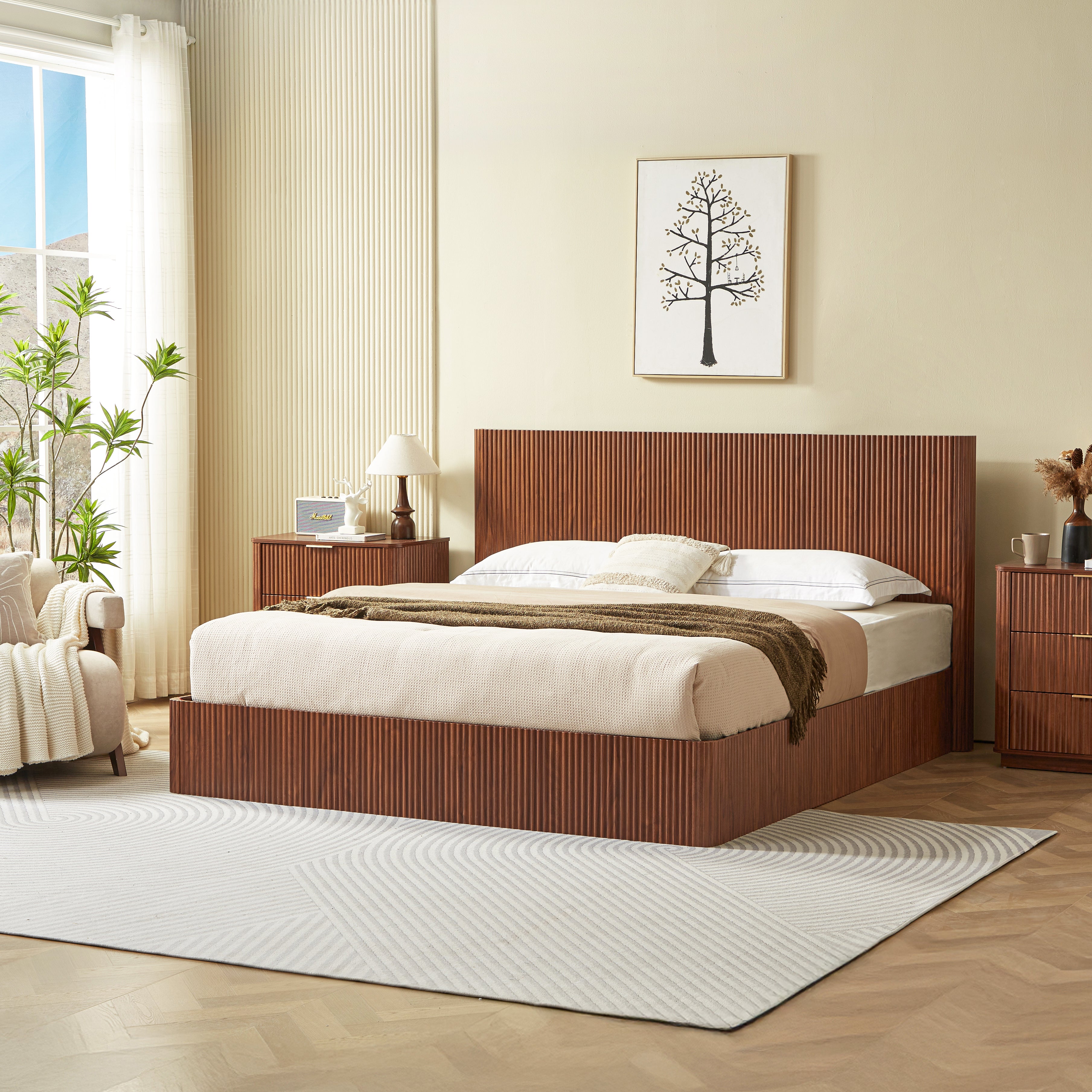 Fluted Lift Up Storage Bed