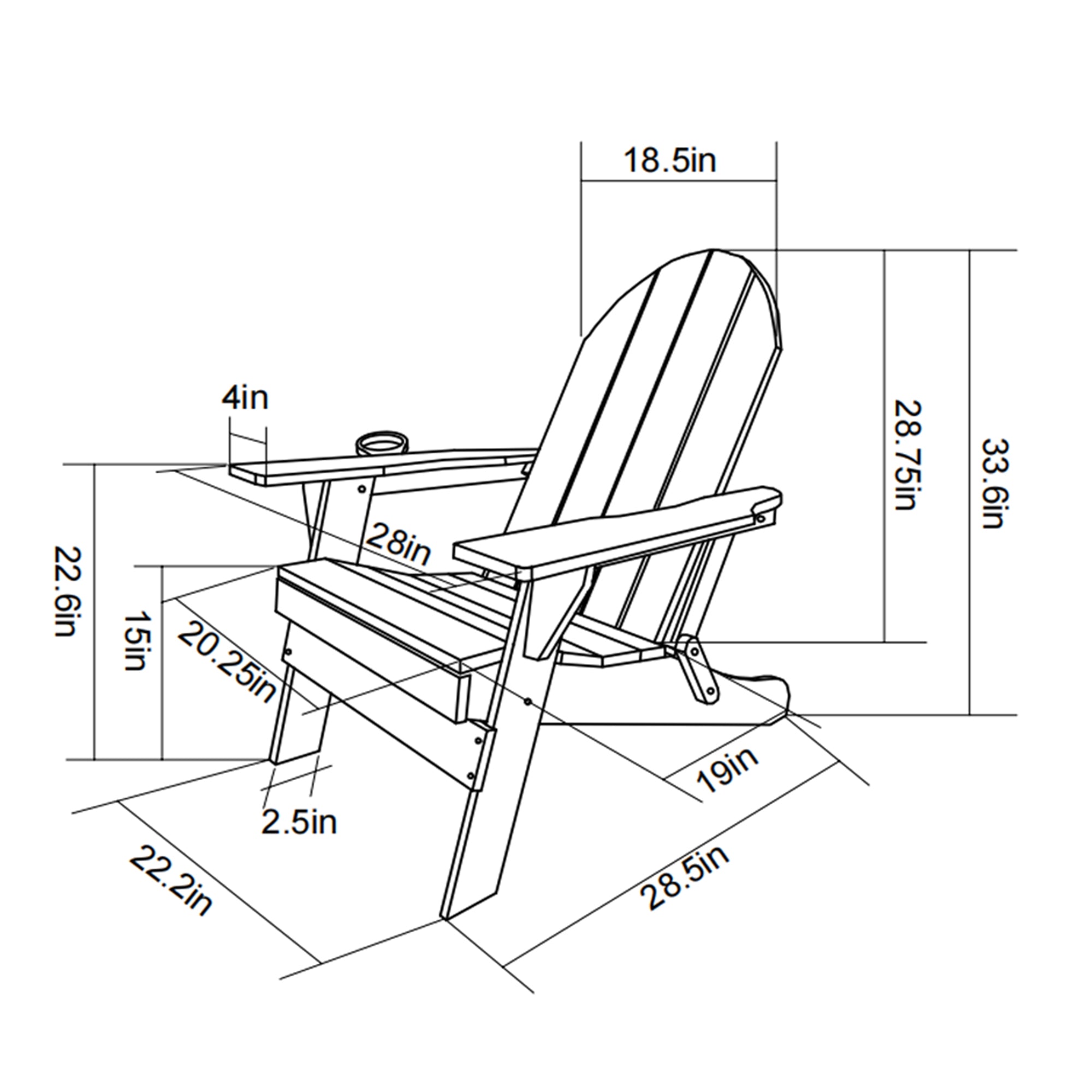 Composite Folding Adirondack Chair with Dual Cup Holder