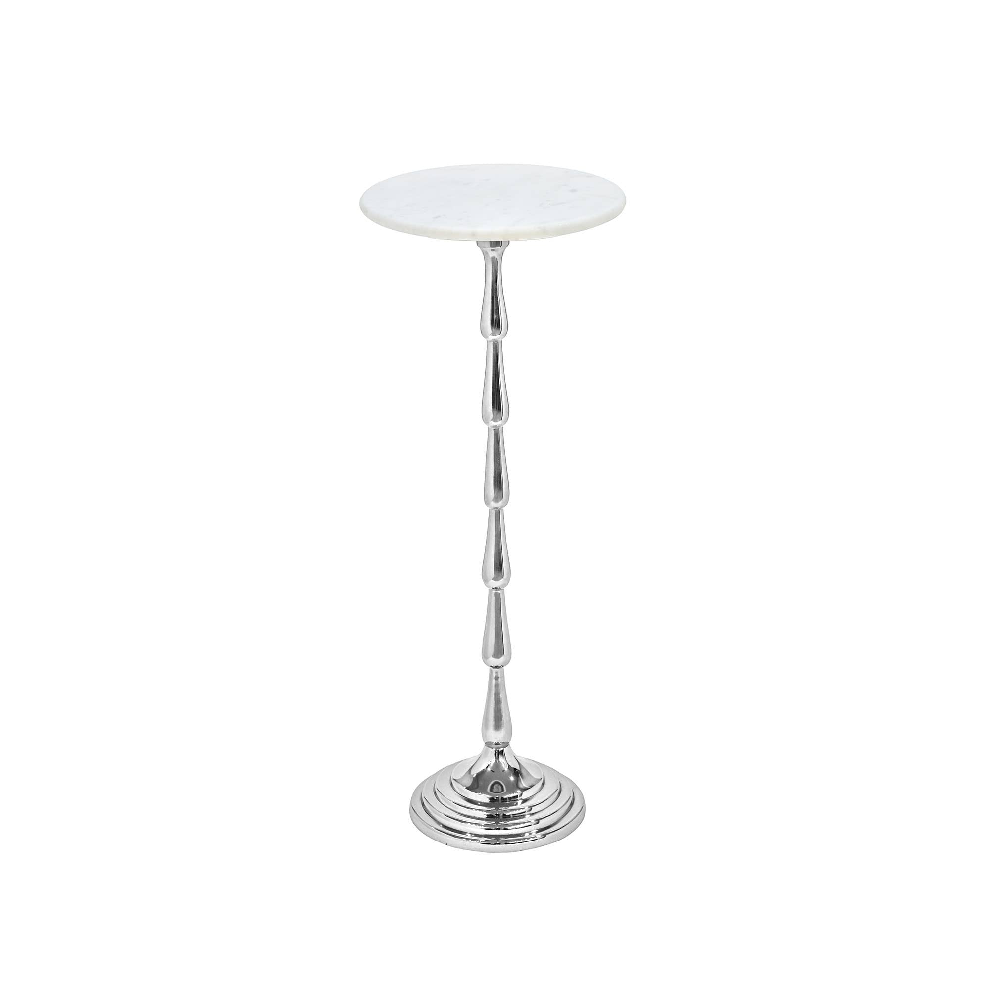 Drink Table with White Marble Top  and Aluminum Base