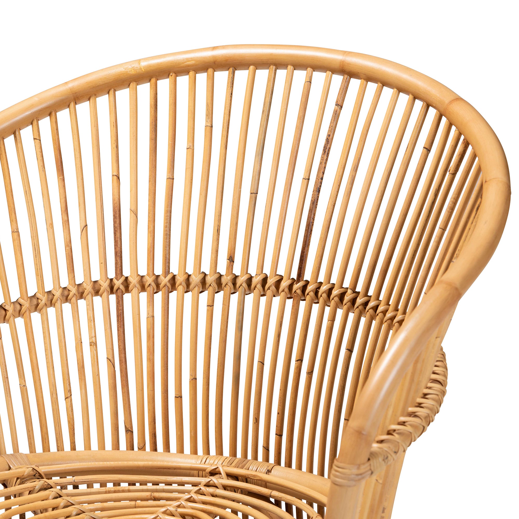 Narva Modern Bohemian Natural Brown Rattan Accent Chair