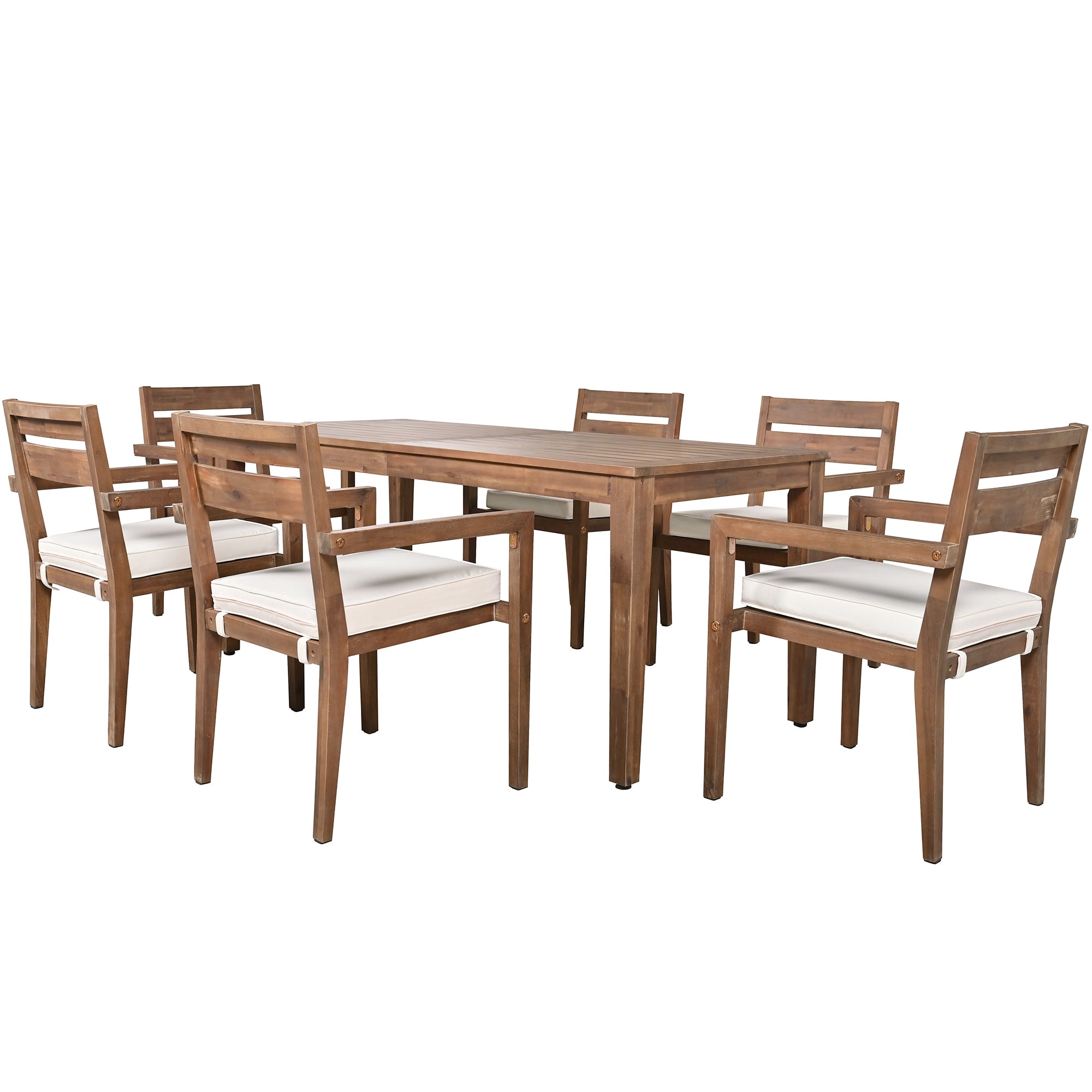 Acacia Wood Outdoor Dining Set with Table And 6 Chairs