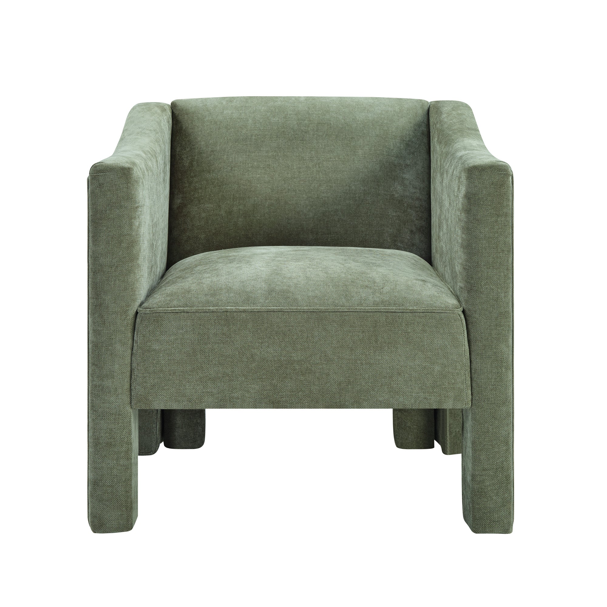 Modern Chenille Barrel Accent Chair with Enclosed Arms