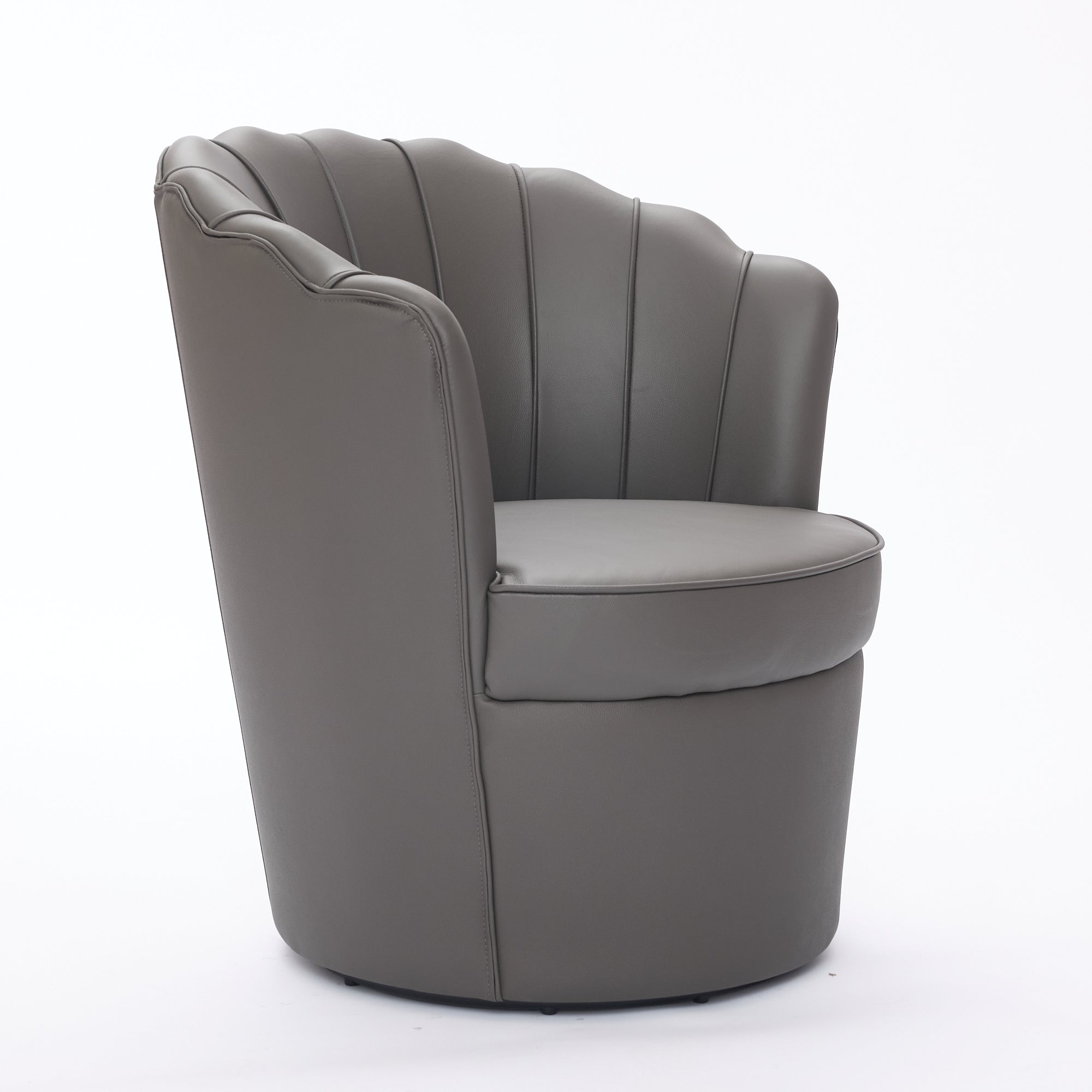 Genuine Top-Grain Leather Swivel Wing-Back Accent Chair