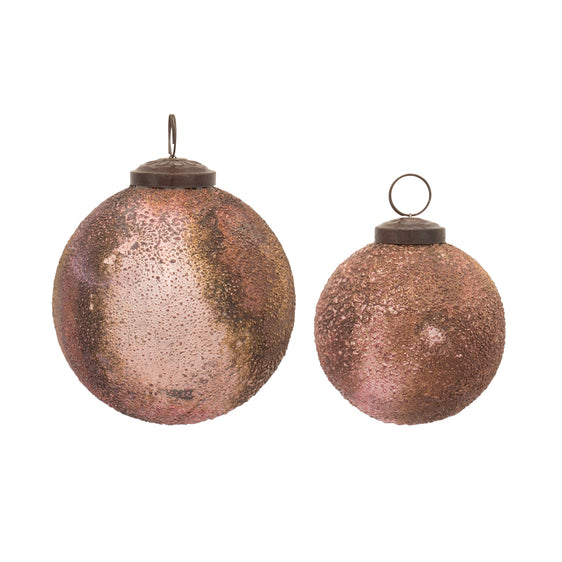 Distressed Gold Glass Ball Ornament, Set of 12