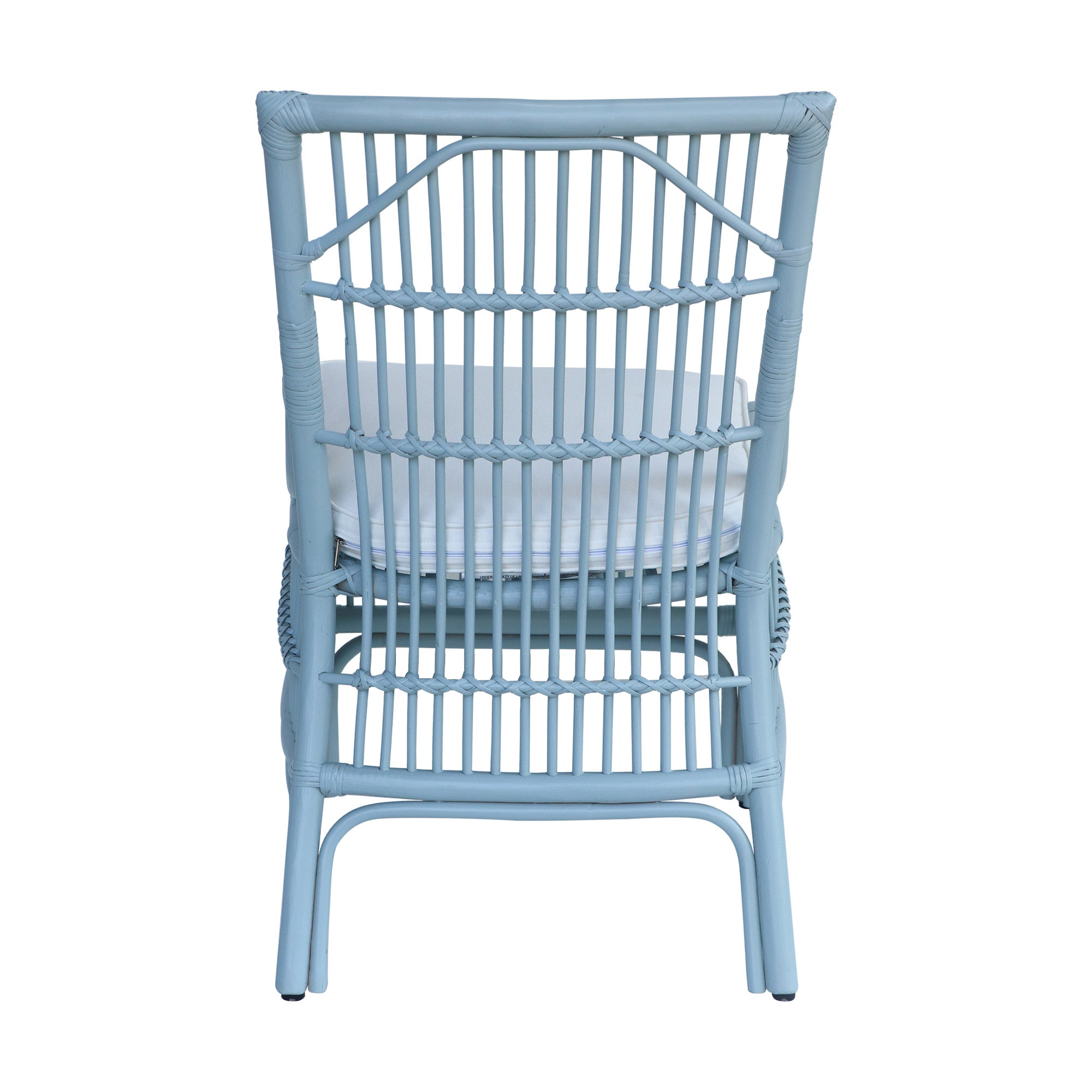 Rattan Slat Back Dining Chair Light Blue, Set of 2