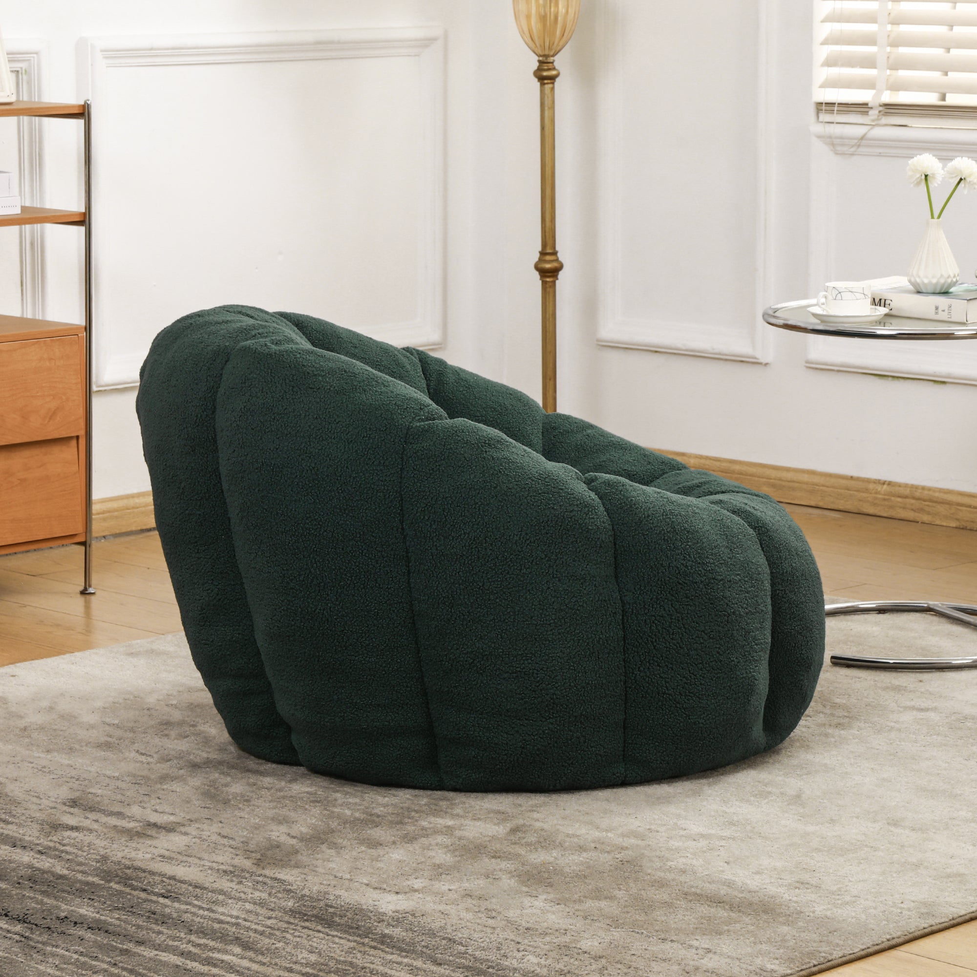 Plush Faux Fur Bean Bag Chair with Armrests