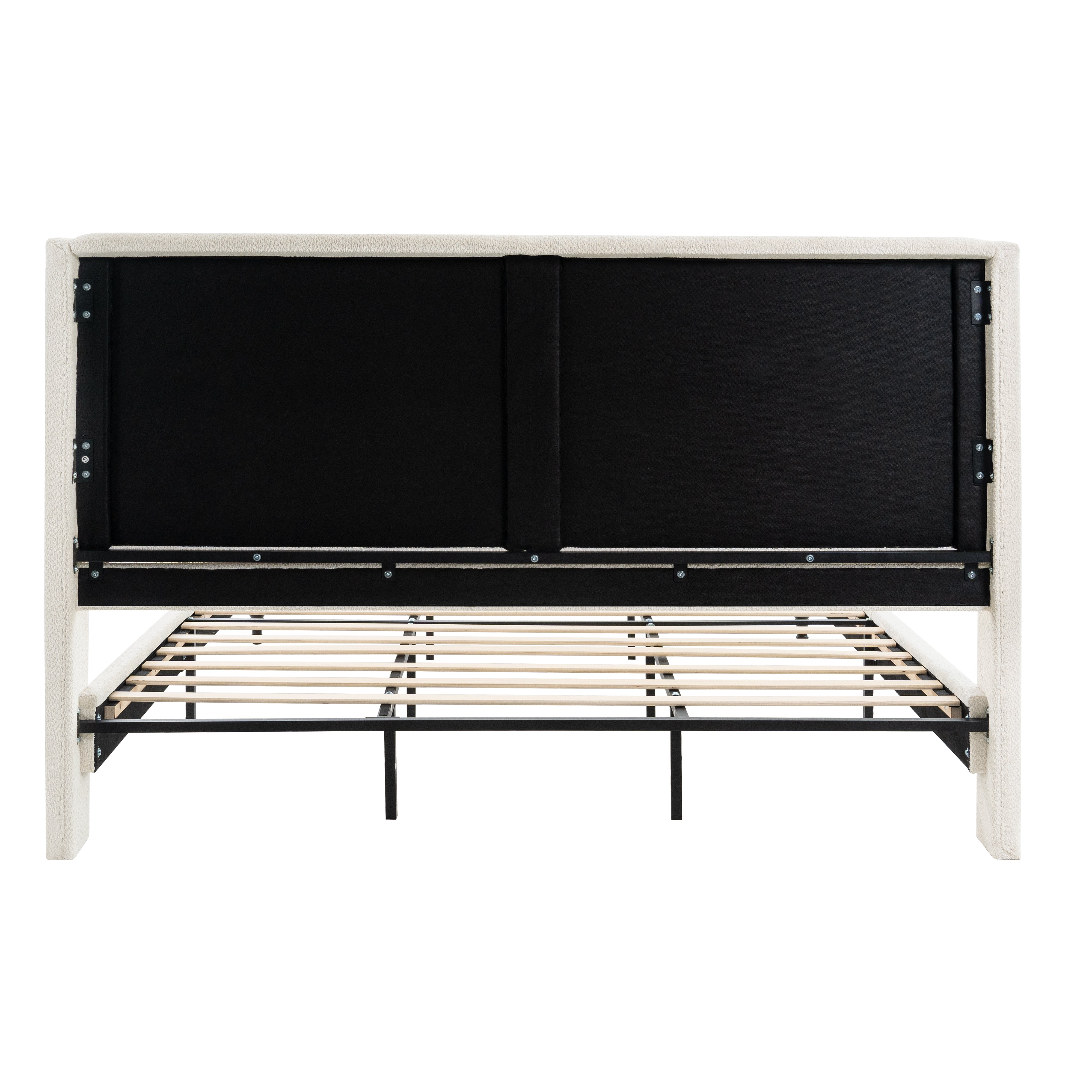 Bed Frame with 55.5"High Back Boucle Upholstered Headboard