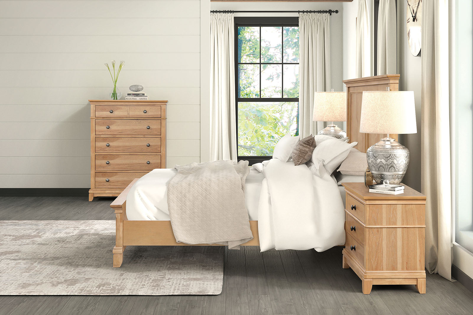 Kitsch Farmhouse Bed with Plank Headboard