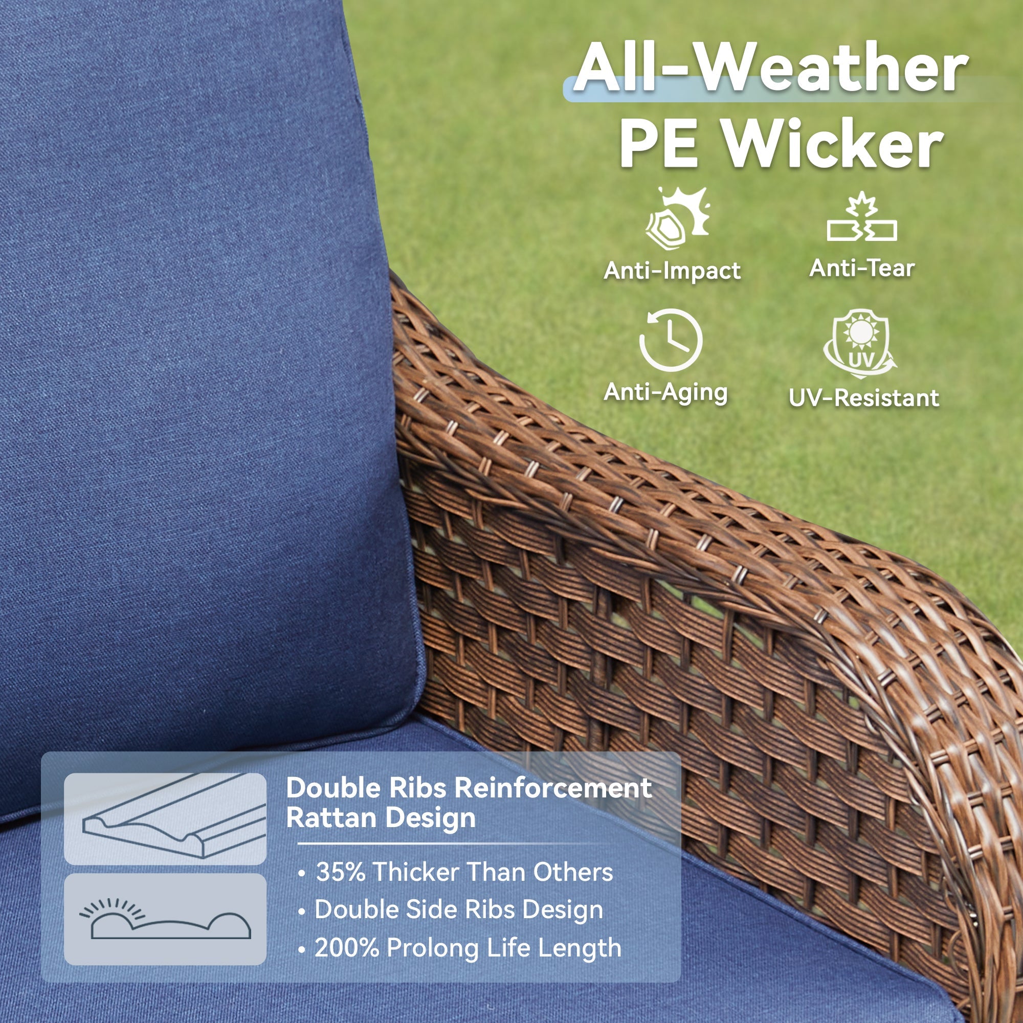 Marlowe Wicker 3 Piece Outdoor Furniture Set with Swivel Gliders