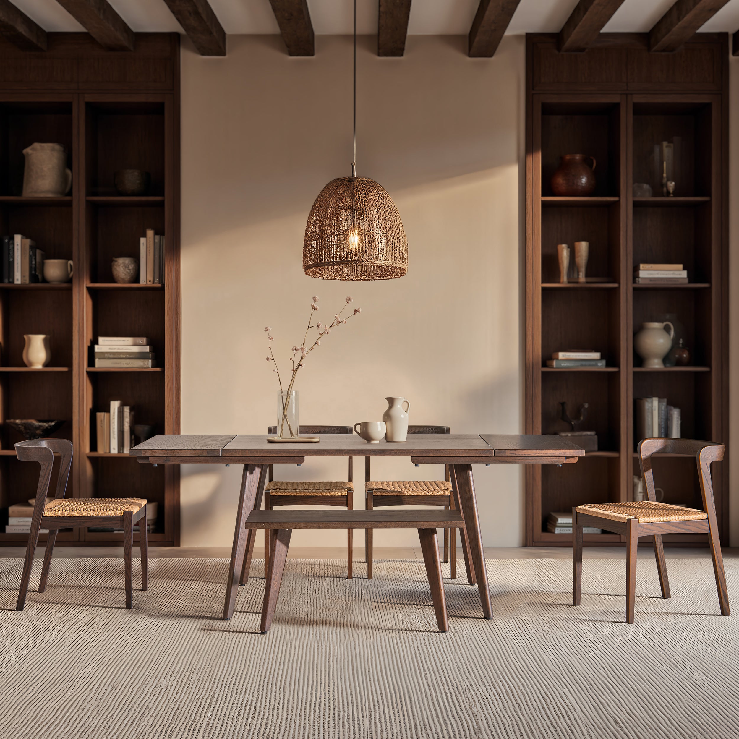 Capri Woven Seat Stacking Wood Dining Chair