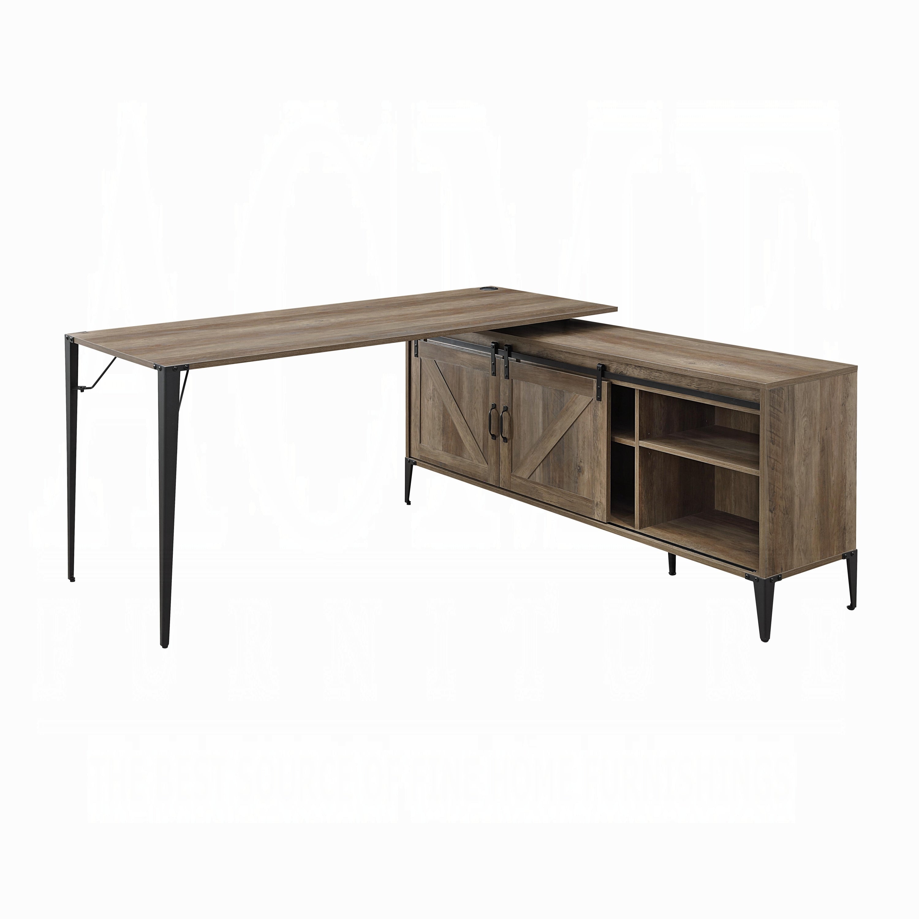 L-Shape Writing Desk with Cabinet