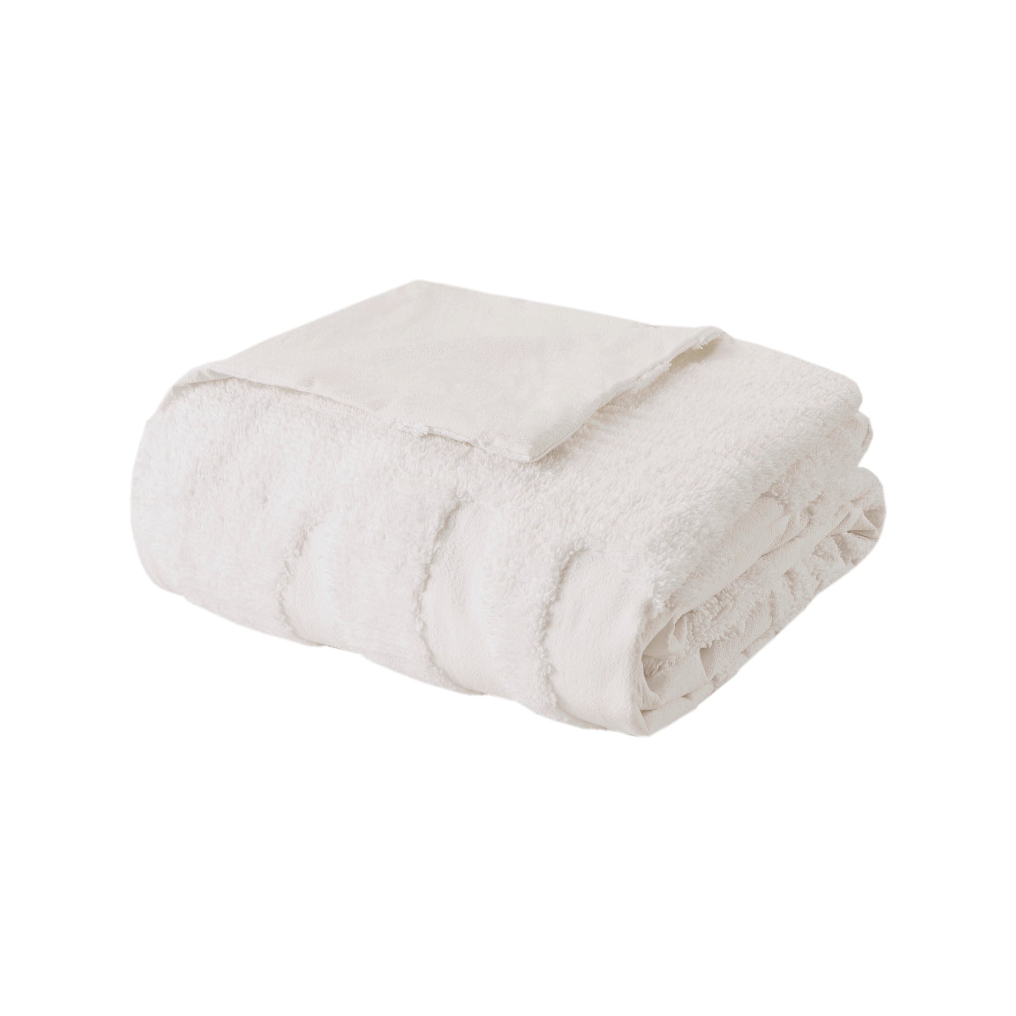 Bahari 3-Piece Tufted Cotton Chenille Palm Duvet Cover Set