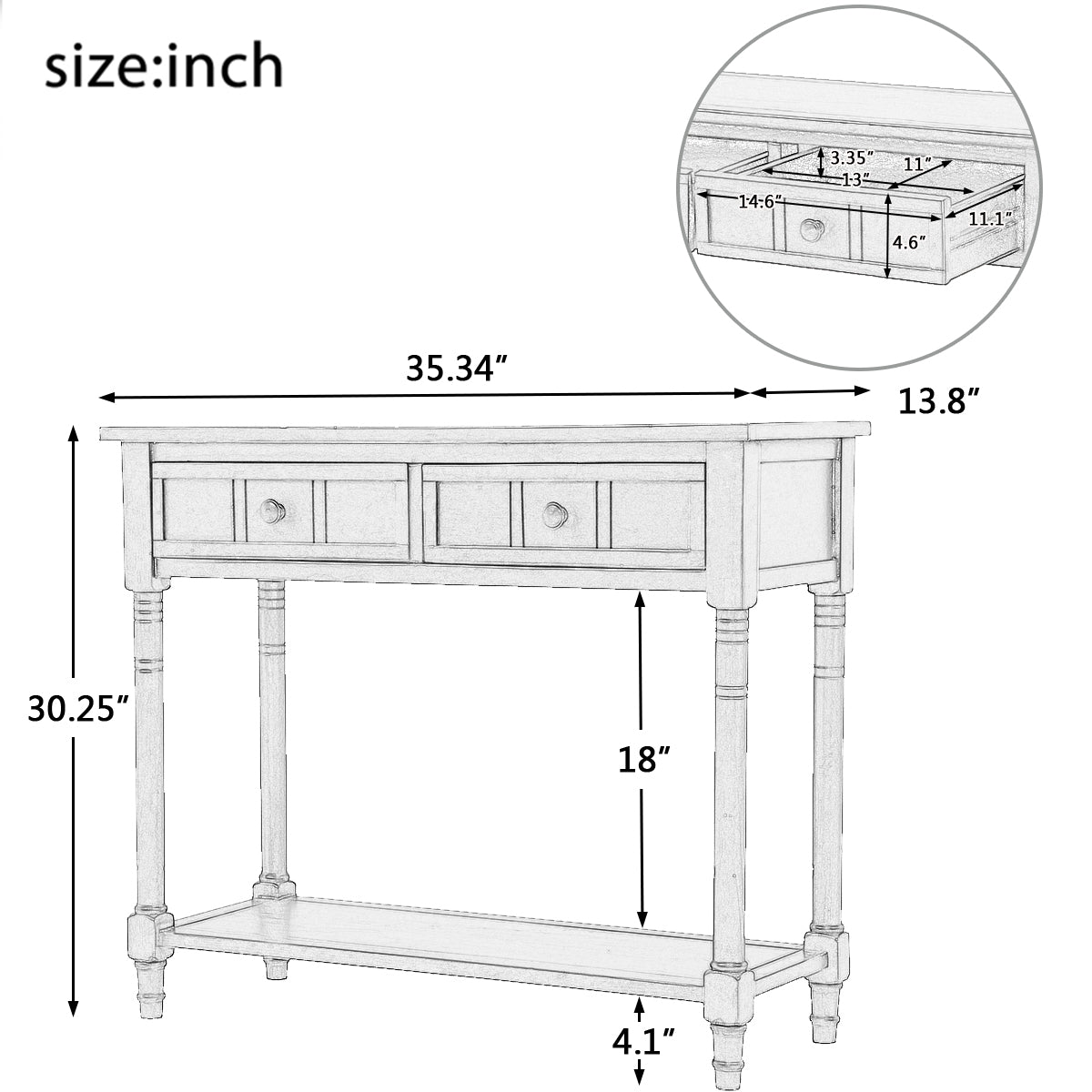Daisy Traditional Console Table Design with Two Drawers