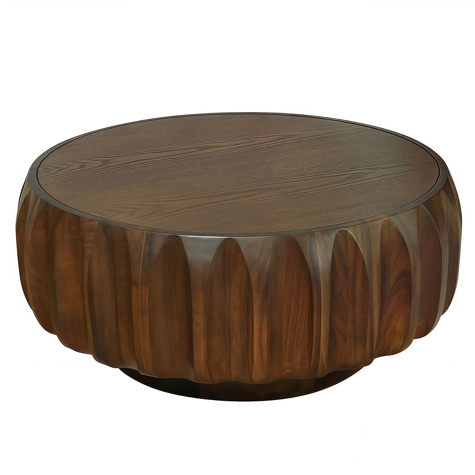 Round Solid Wood Carved Coffee Table