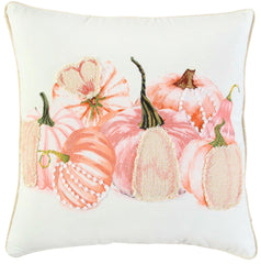 Pumpkins Printed And Embroidered Cotton Decorative Throw Pillow