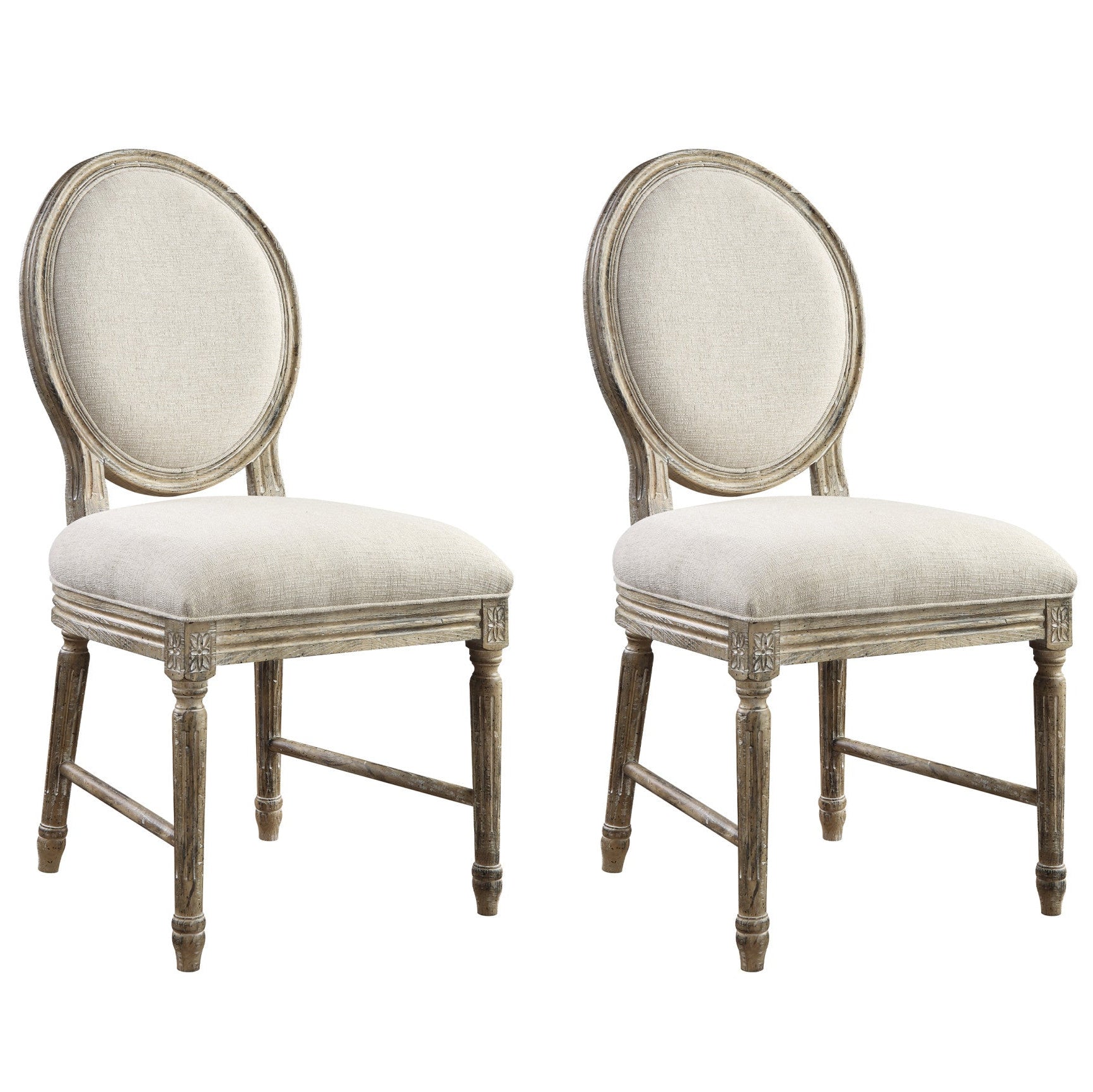 Brown Upholstered Dining Chairs, Set of 2