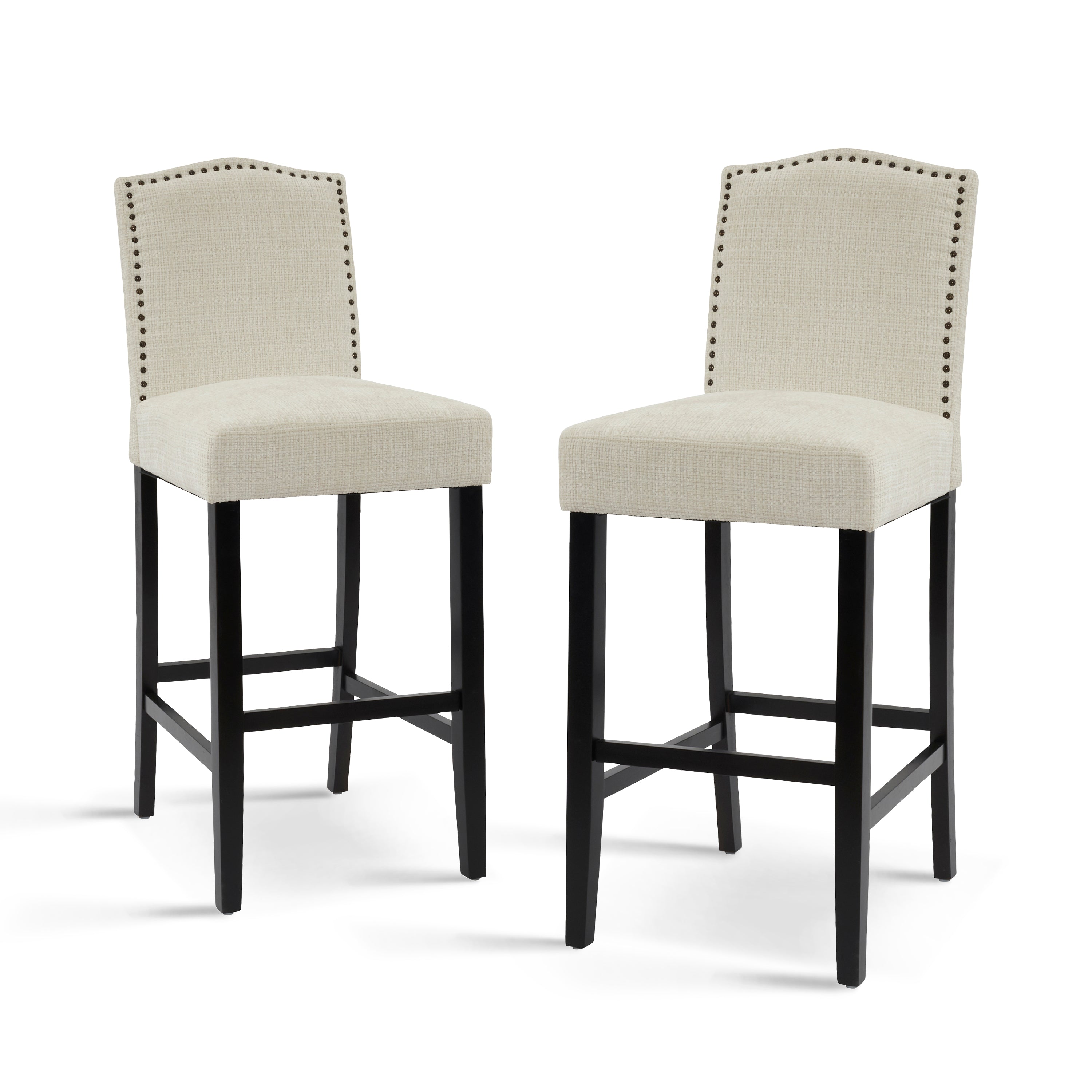 Upholstered Counter Stools with Rubberwood Legs