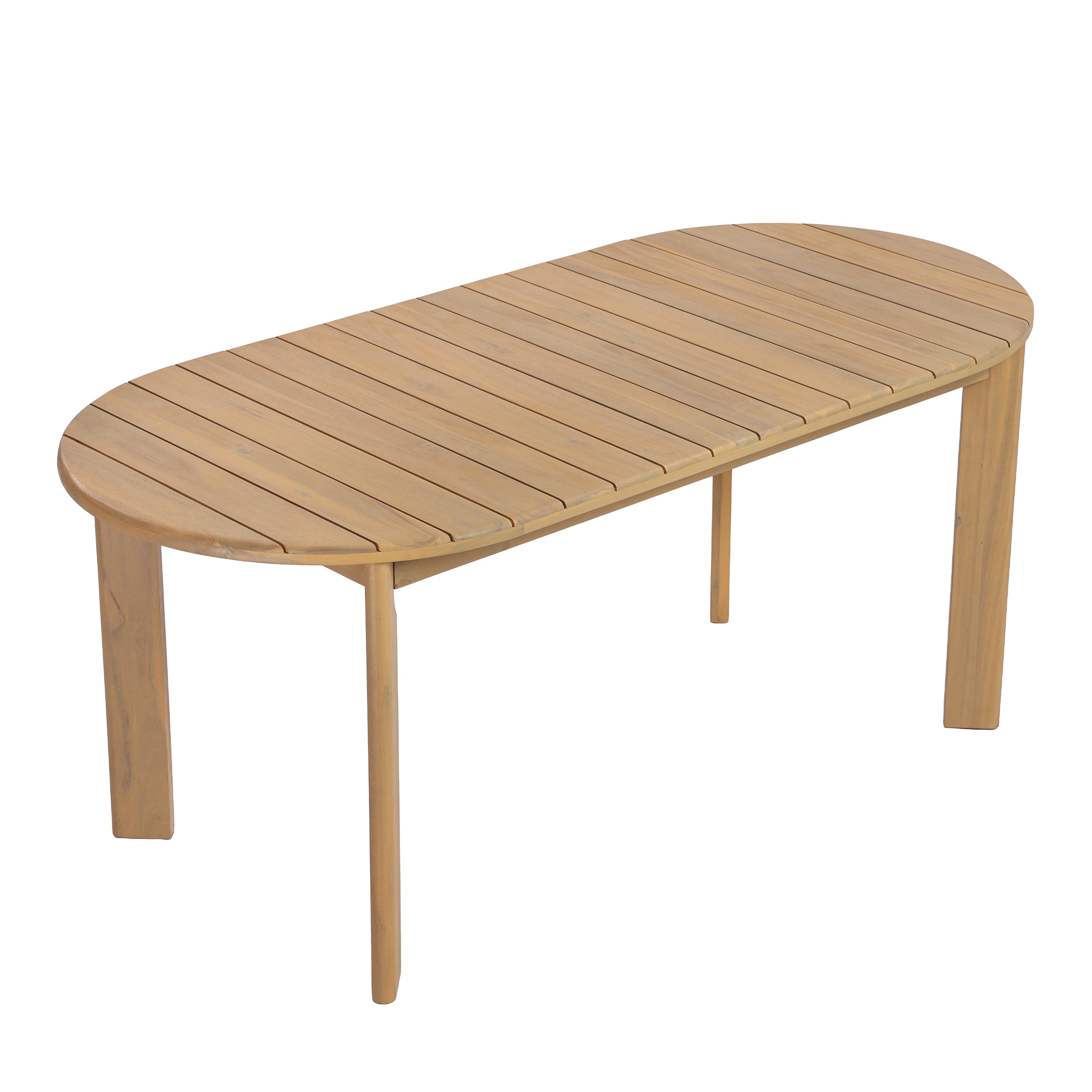 Woodside Oval Outdoor Dining Table with Light Teak Finish