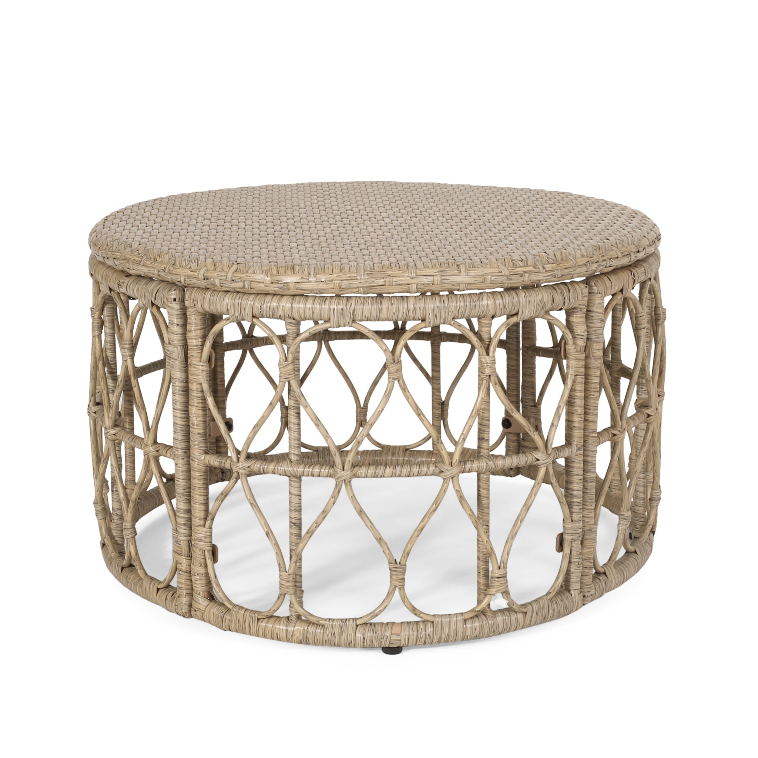 4-Piece Outdoor Rattan Chat Set with Coffee Table, Loveseat and 2 Sloped Arm Chairs