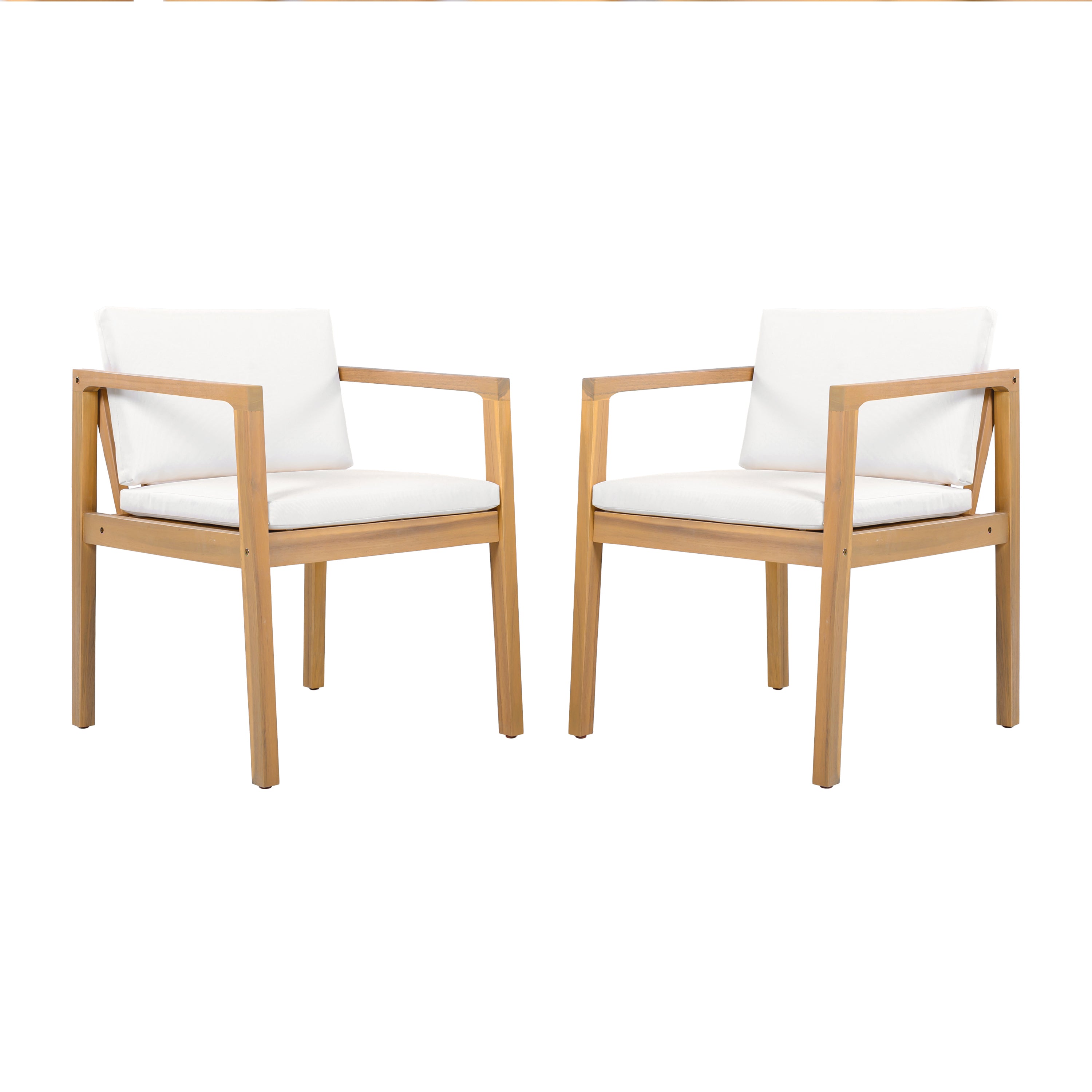 Acacia Wood Frame Outdoor Dining Chairs, Set of 2