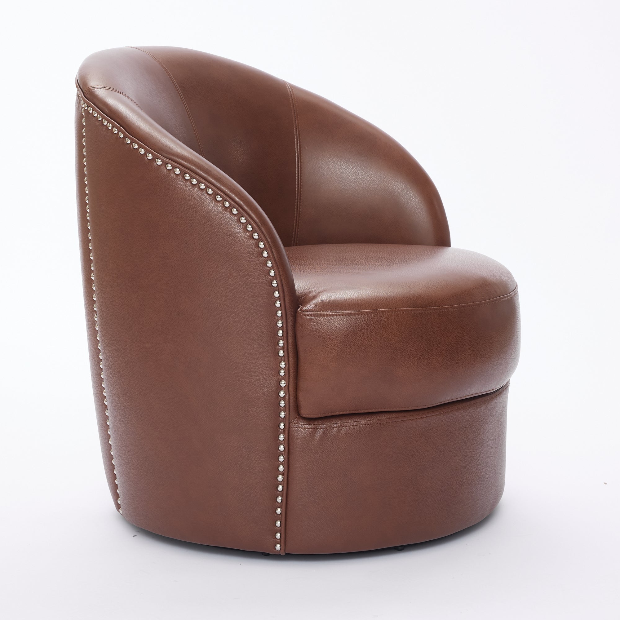 Top-Grain Leather Swivel Accent Chair
