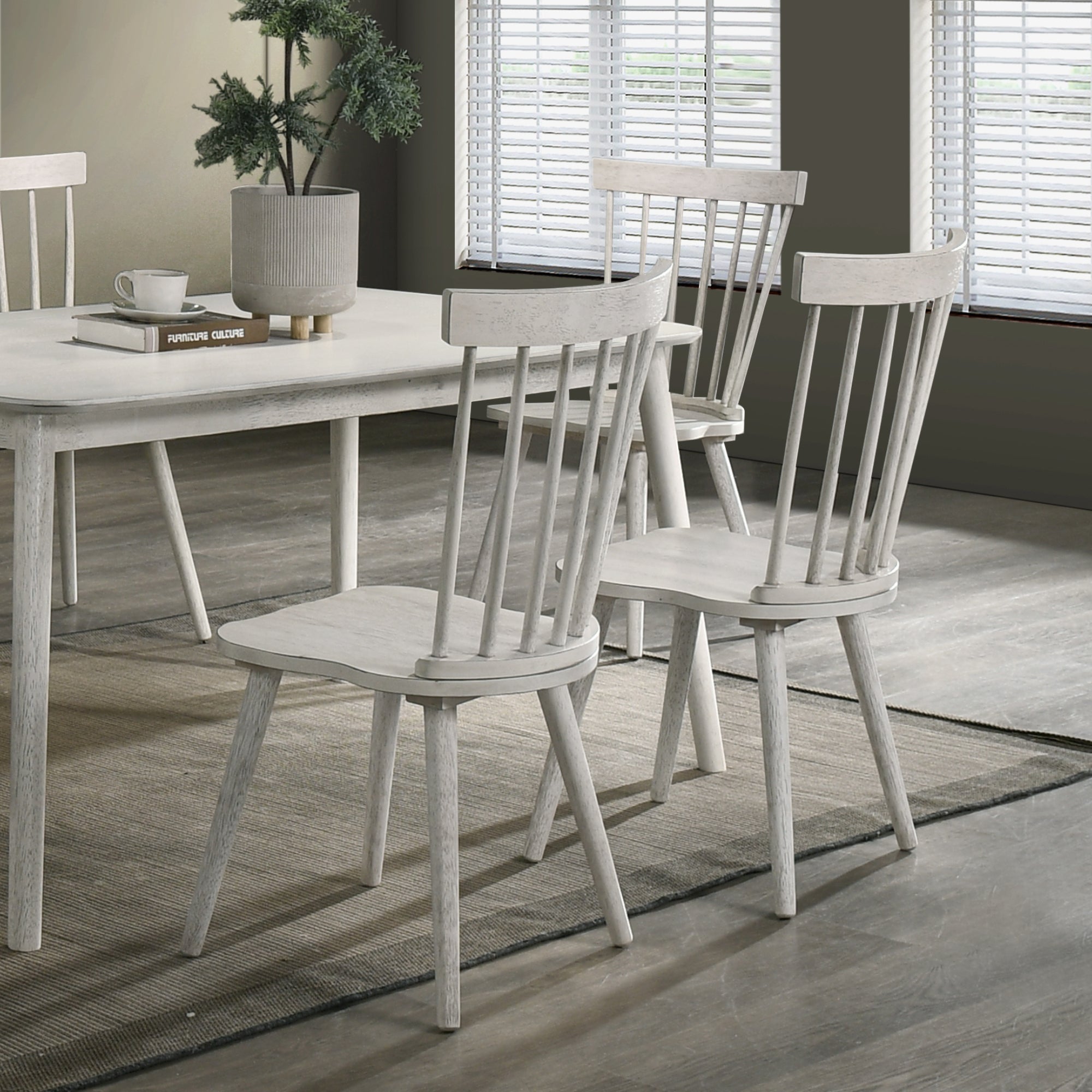 Modern Farmhouse Spindle Back Dining Chairs, Set of 2