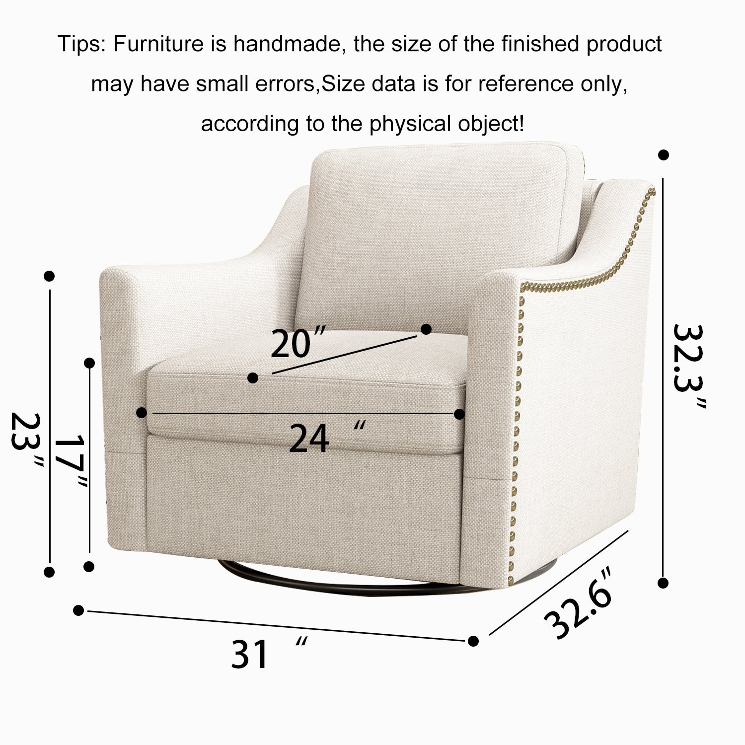 Teddy Fleece 360° Swivel Round Upholstered Comfy Accent Chair With Pillow