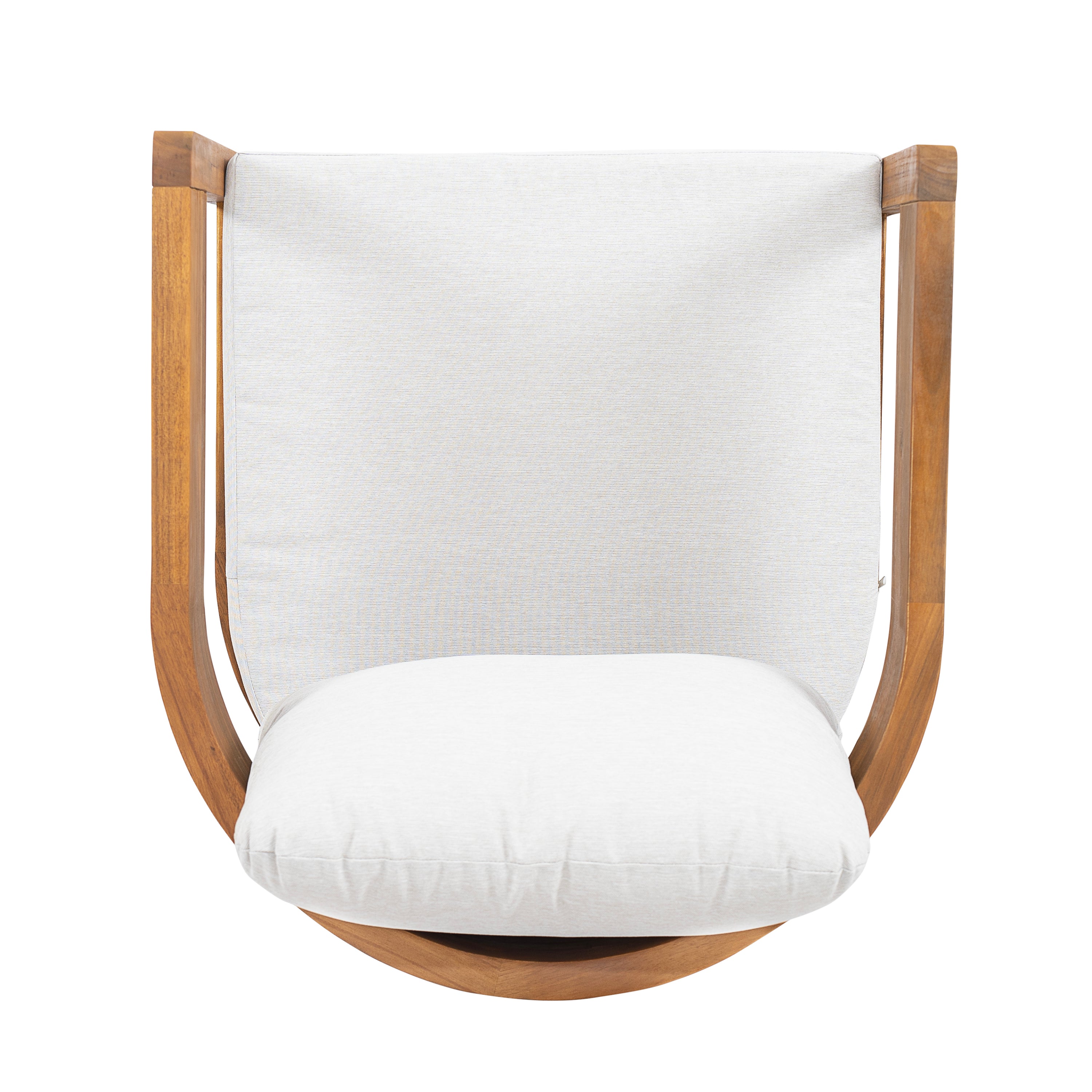 Telluride Outdoor Wood Swivel Club Chair with Beige Cushion