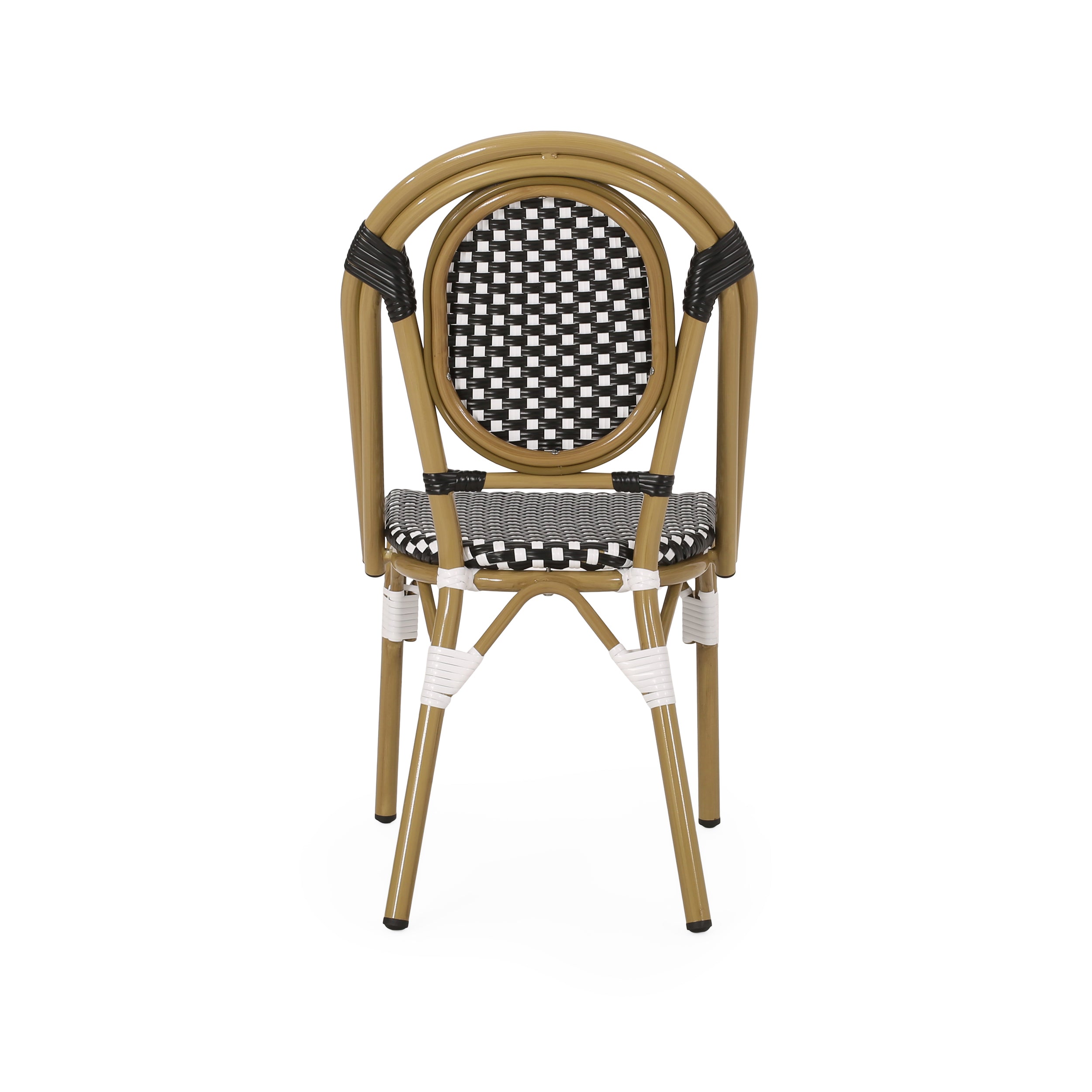 PE Rattan and Aluminum Bistro Chair with Sloped Arms, Set of 2