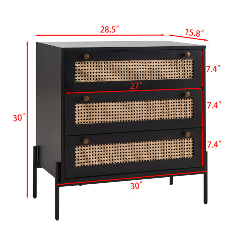 Storage Cabinet with 3 Large Drawers and Antique Brass Handle