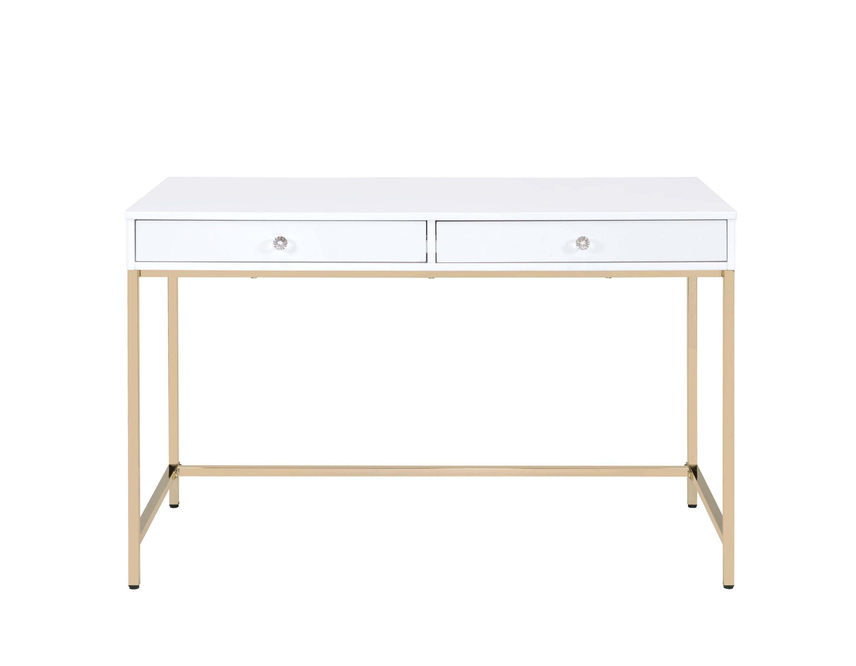 Ottey High Gloss & Gold Finish Writing Desk