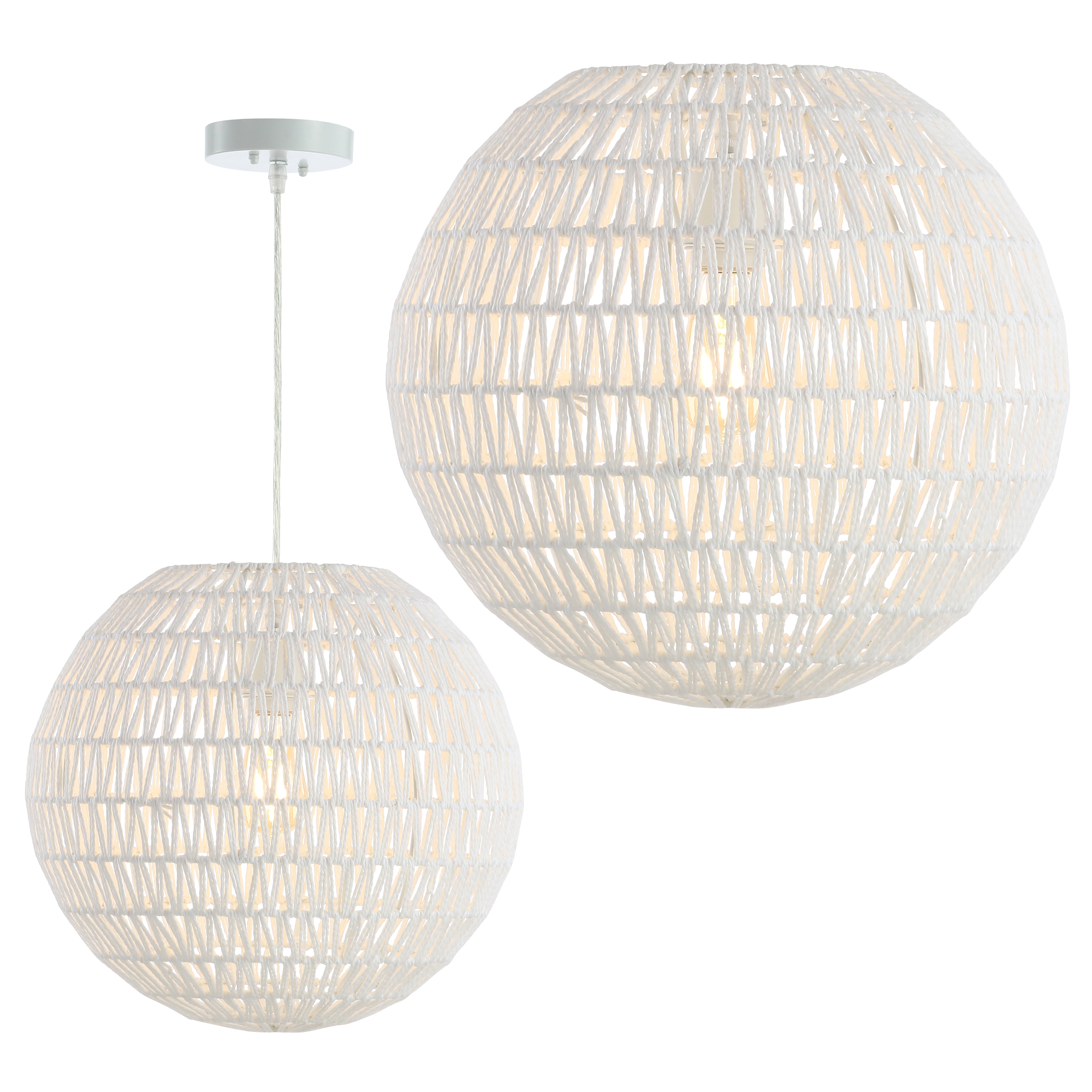 Luna 1-Light Bohemian Modern Woven Rattan/Iron LED Pendant