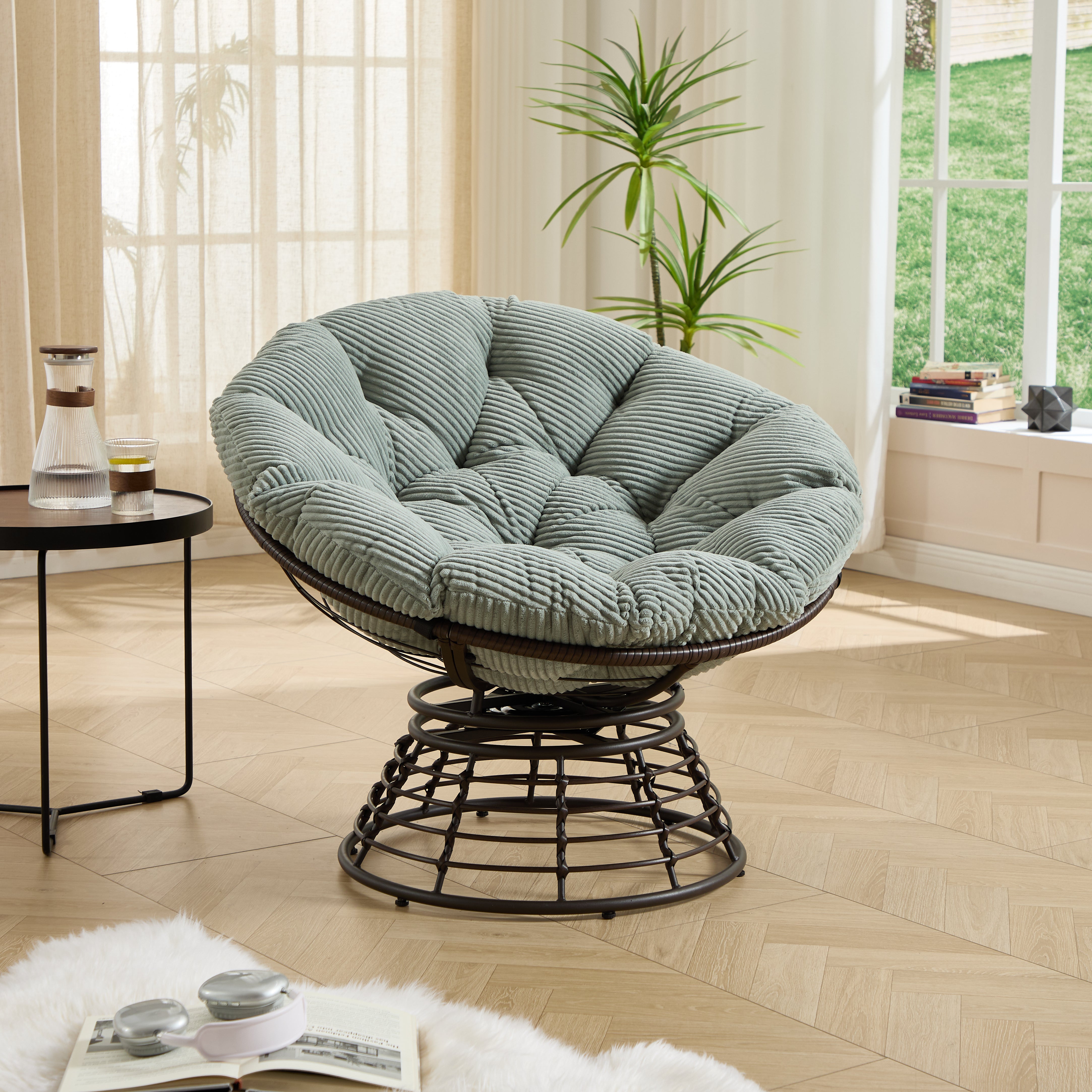 The Original Papasan™ 360° Swivel Indoor Outdoor Wicker Papasan Chair with Soft Thick Cushion