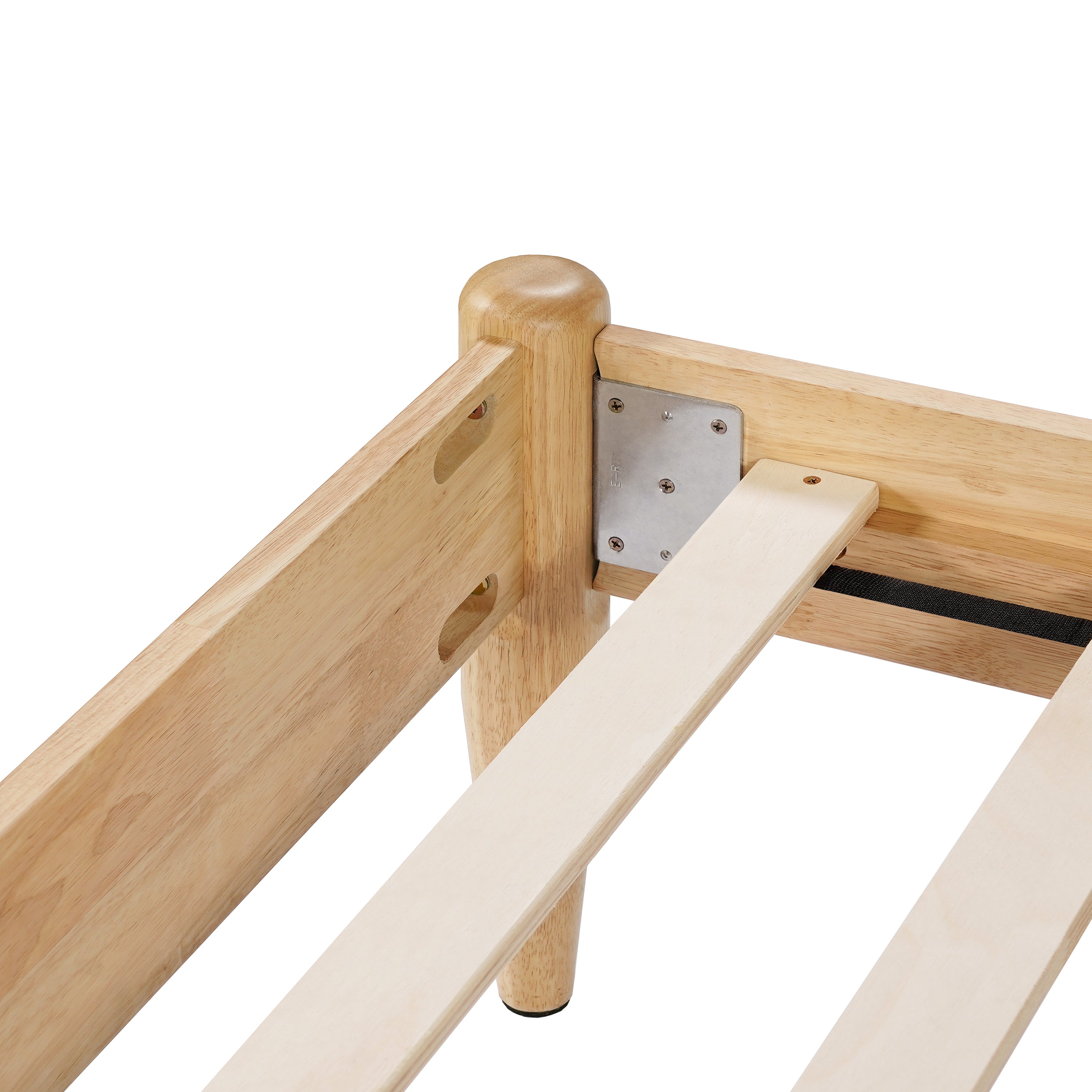 Solid Wood Bed Frame With Fleece Upholstered Headboard