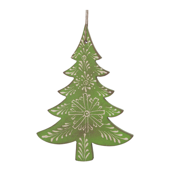 Wood Pine Tree Ornament, Set of 6