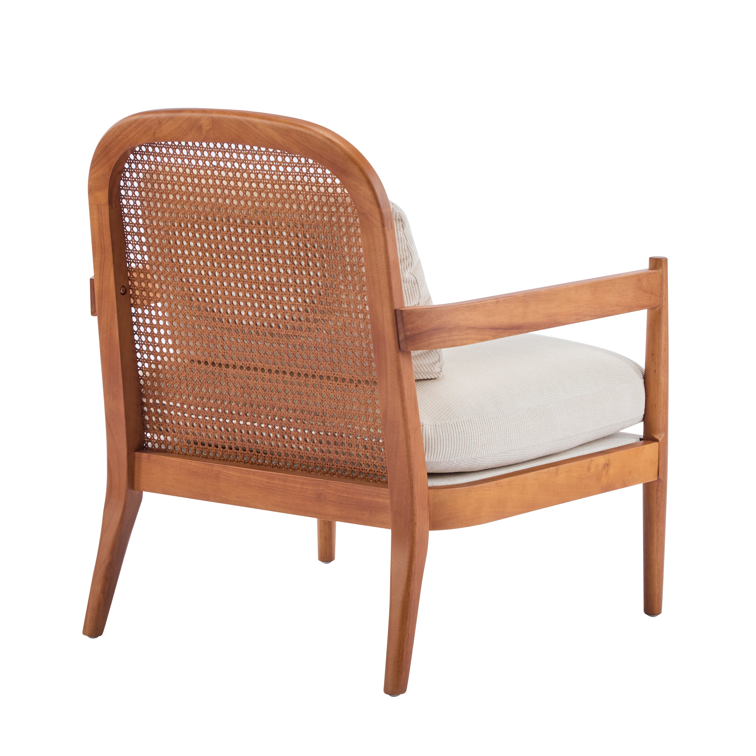 Elliston Solid Wood and Rattan Accent Chair with Cushions, Set of 2