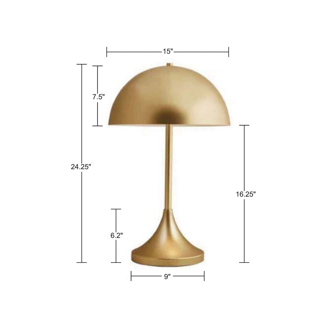 2-Light Table Lamp with Dome Shaped Shade and Metal Frame