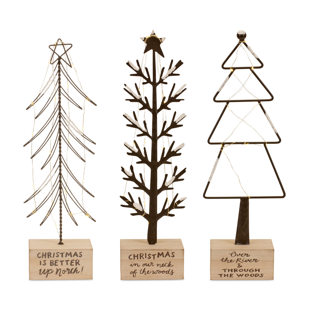 LED-Up-North-Sentiment-Tree-Decor,-Set-of-3-Christmas-Decor