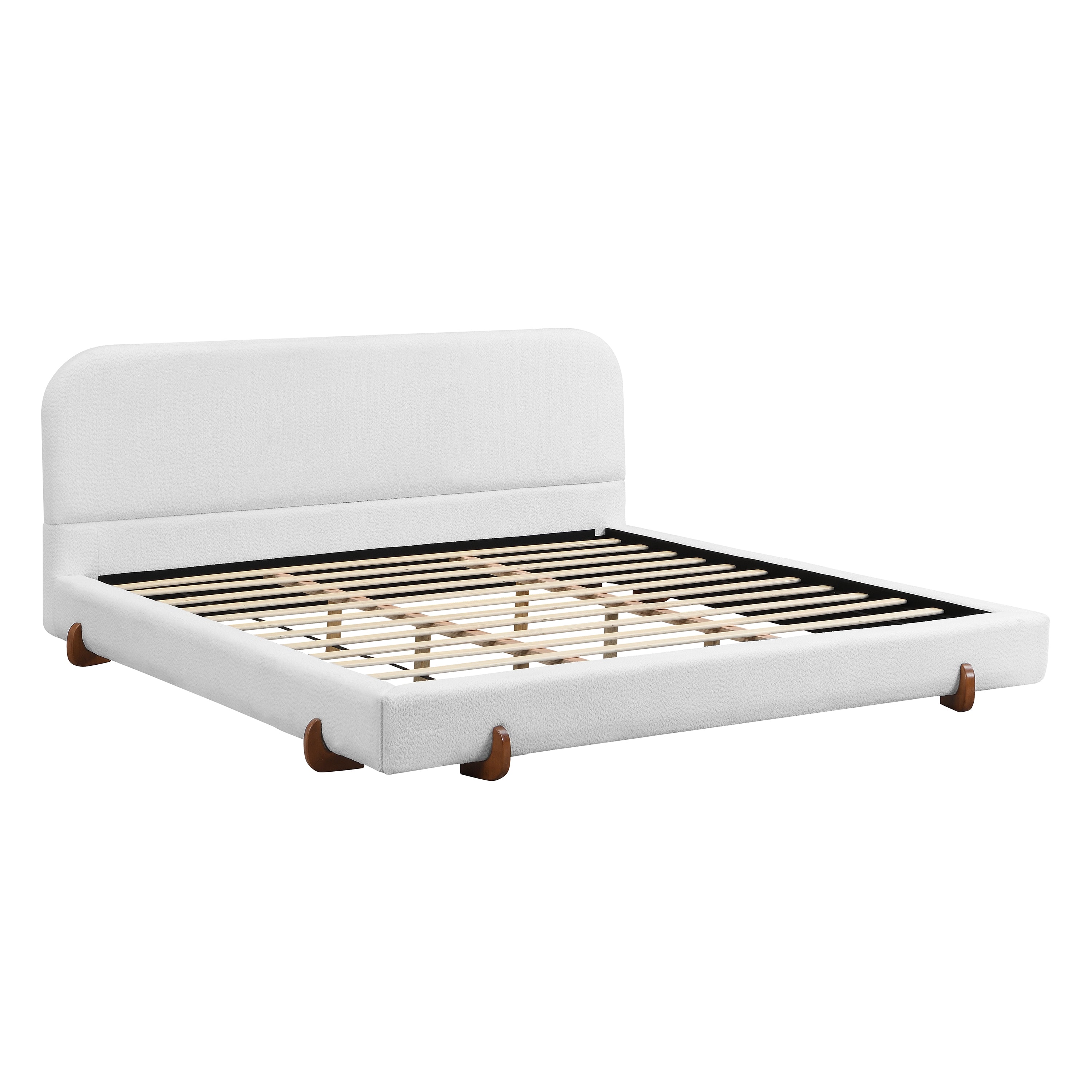 Fabric and Solid Wood Legs Upholstered Bed Frame