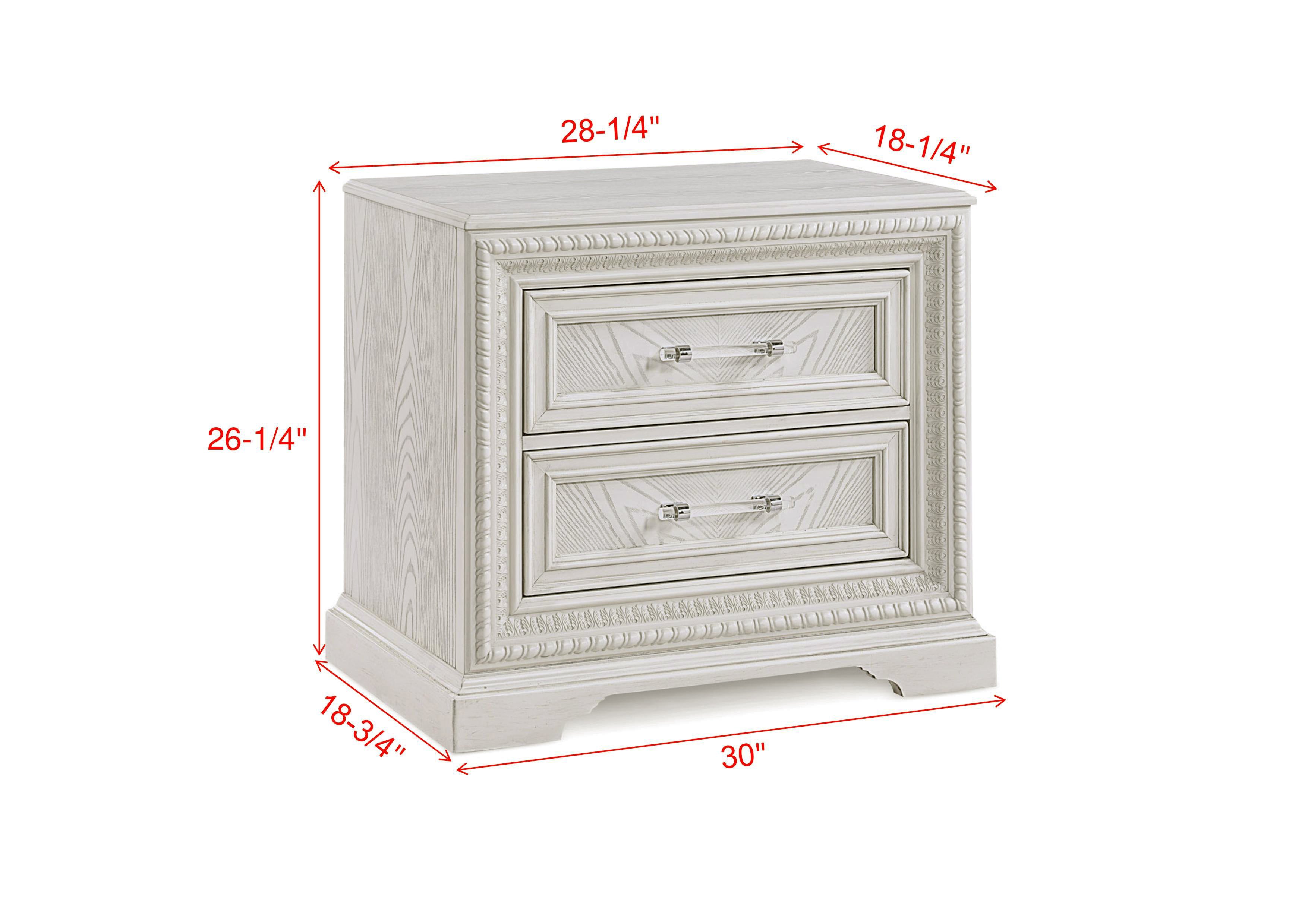 Kelsea Antique White 2-Drawer Storage Nightstand
